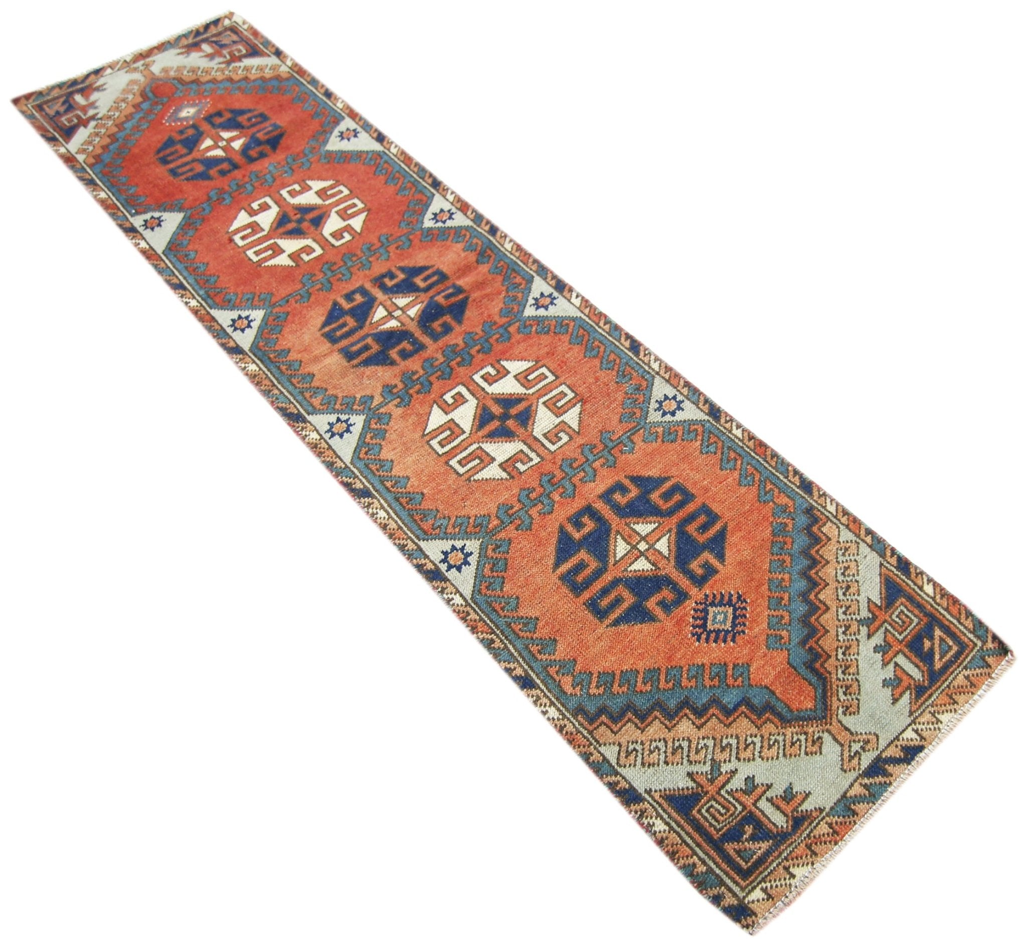 Handmade Vintage Turkish Hallway Runner | 209 x 51 cm | 6'10" x 1'8" - Najaf Rugs & Textile