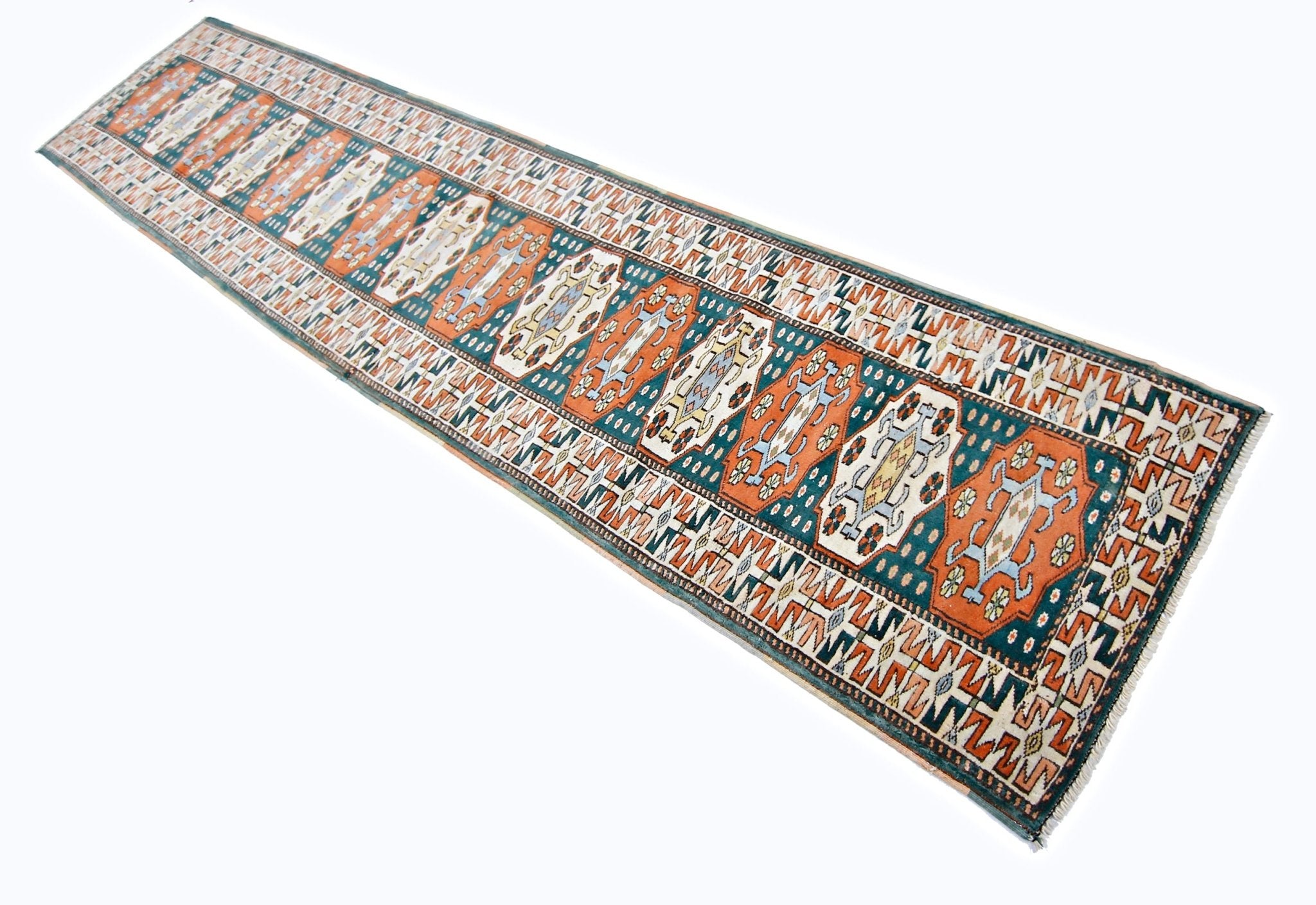 Handmade Vintage Turkish Hallway Runner | 338 x 72 cm | 11'1" x 2'5" - Najaf Rugs & Textile