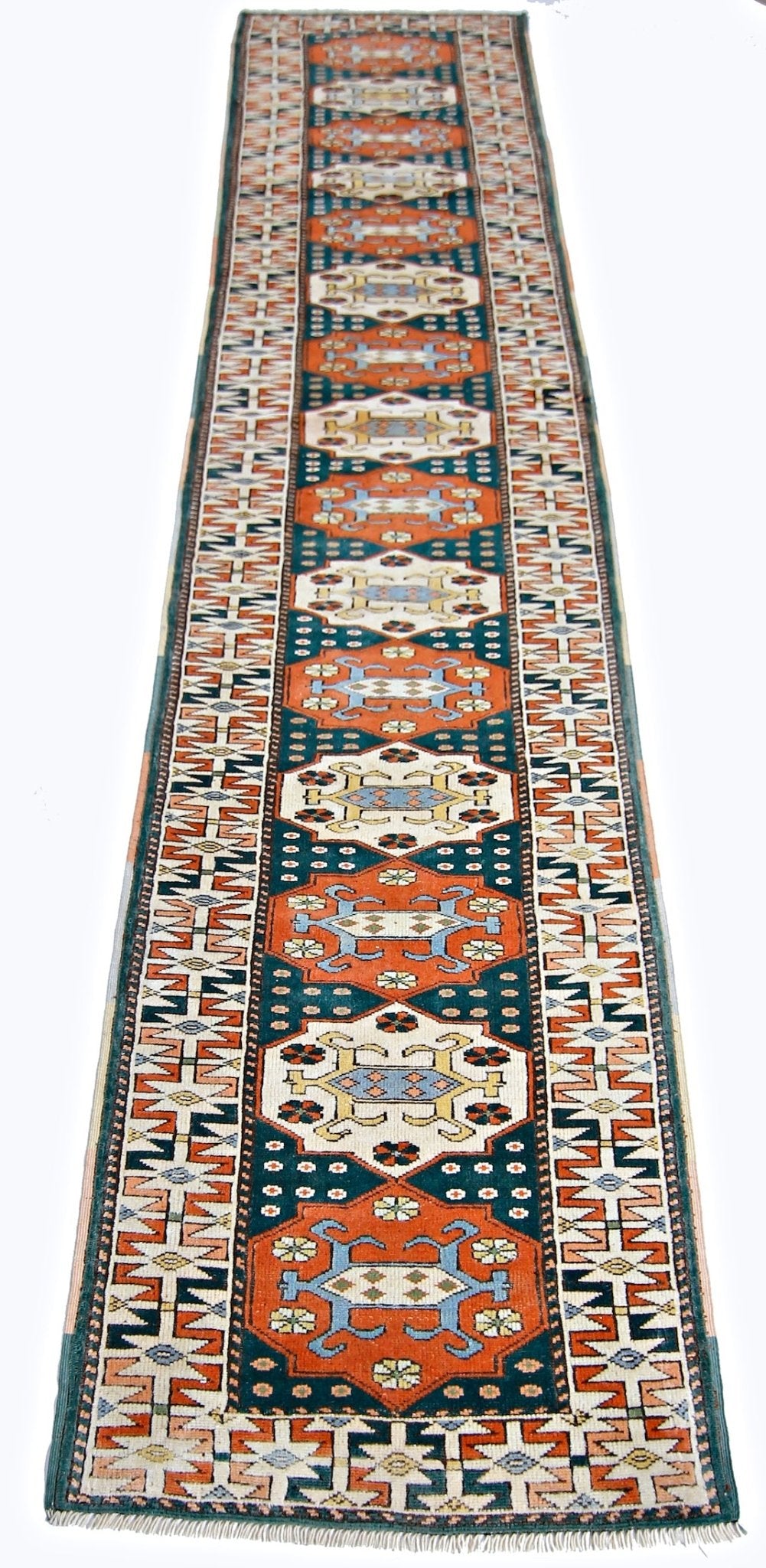 Handmade Vintage Turkish Hallway Runner | 338 x 72 cm | 11'1" x 2'5" - Najaf Rugs & Textile