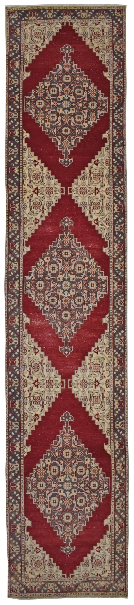 Handmade Vintage Turkish Hallway Runner | 368 x 73 cm | 12' x 2'4" - Najaf Rugs & Textile