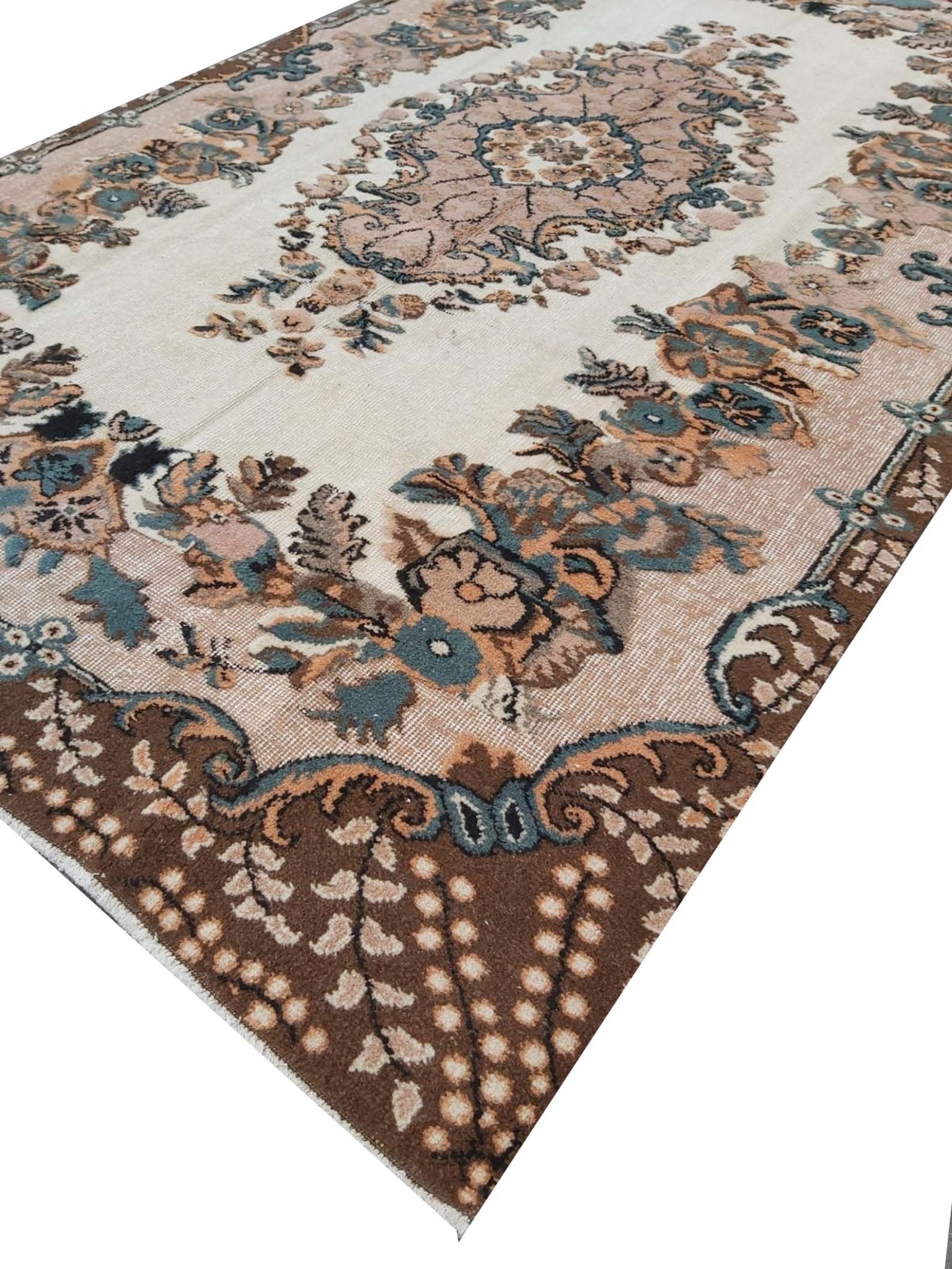 Handmade Vintage Turkish Isparta Rug | 306 x 182 cm | 10' x 6' - Najaf Rugs & Textile