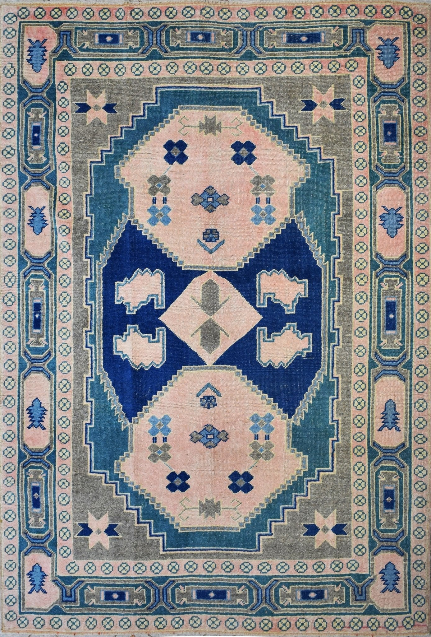 Handmade Vintage Turkish Kars Rug | 220 x 168 cm | 7'2" x 5'6" - Najaf Rugs & Textile