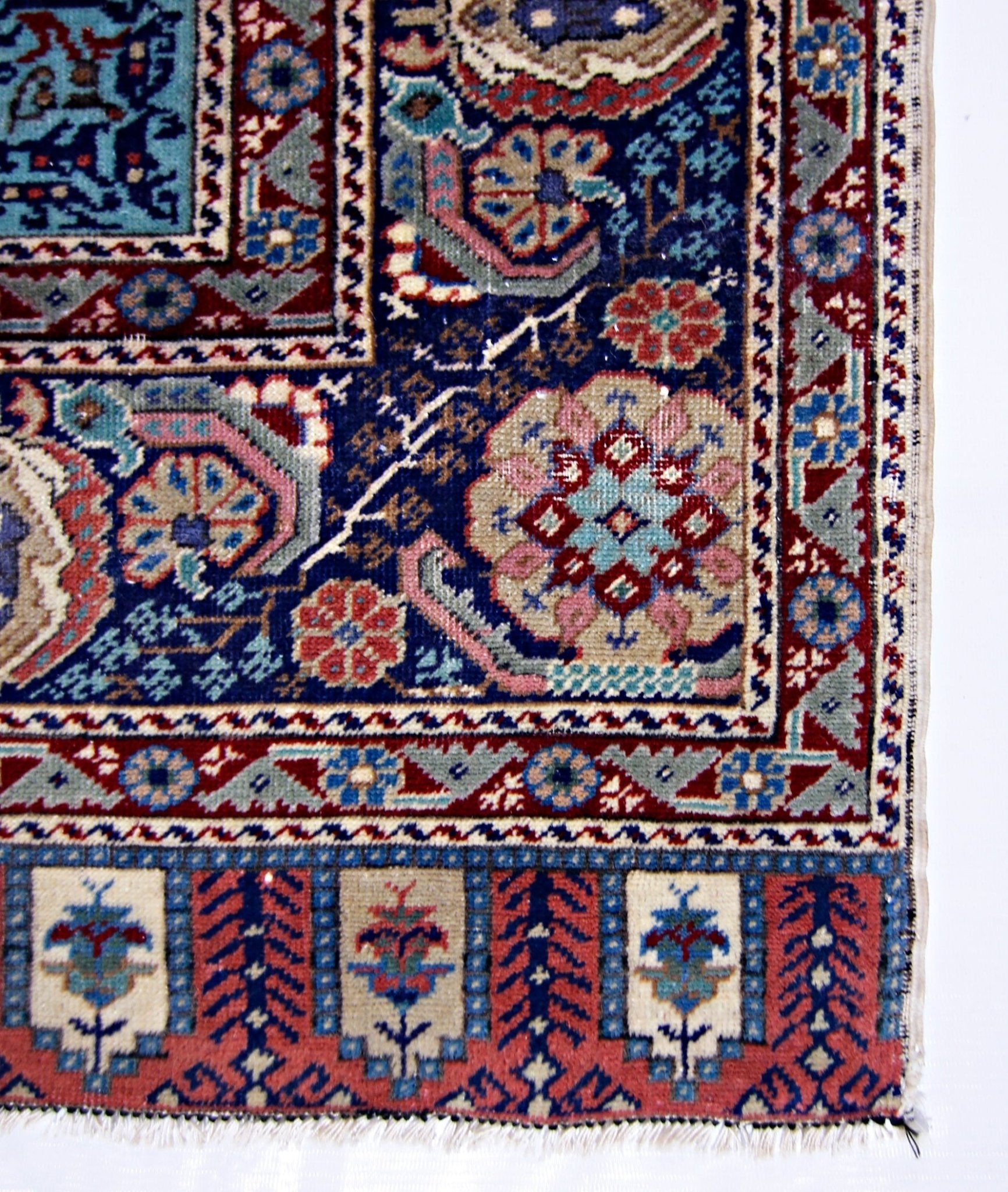 Handmade Vintage Turkish Kayseri Hallway Runner | 285 x 103 cm | 9'4" x 3'5" - Najaf Rugs & Textile