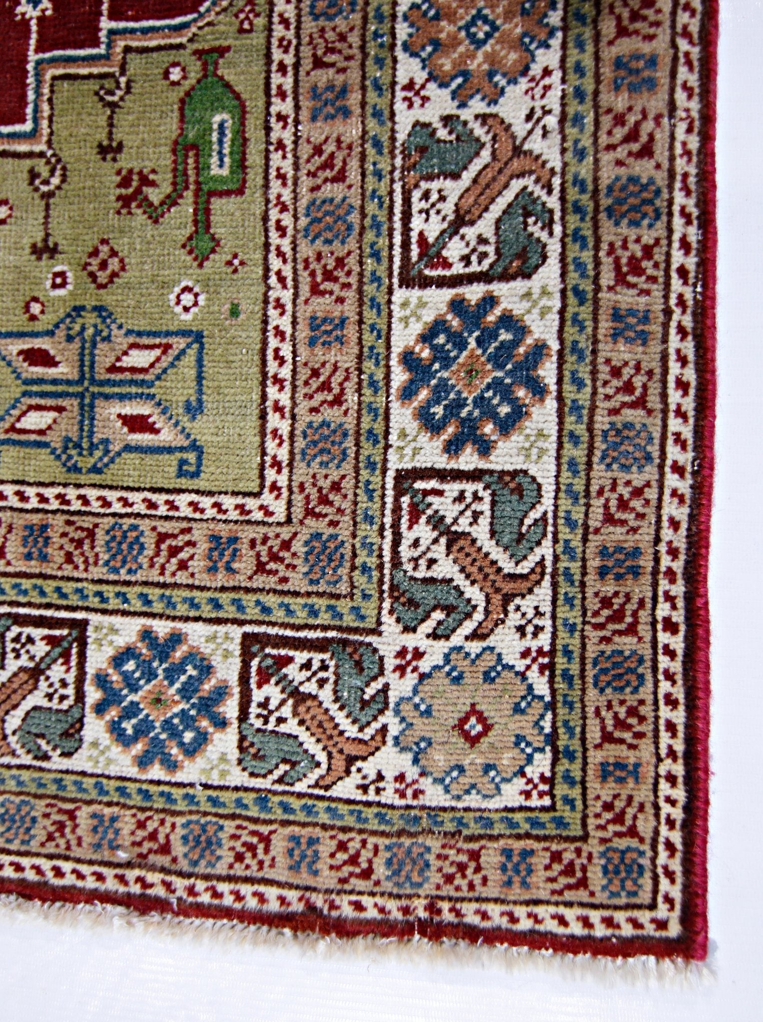 Handmade Vintage Turkish Kayseri Prayer Rug | 115 x 73 cm | 3'9" x 2'5" - Najaf Rugs & Textile