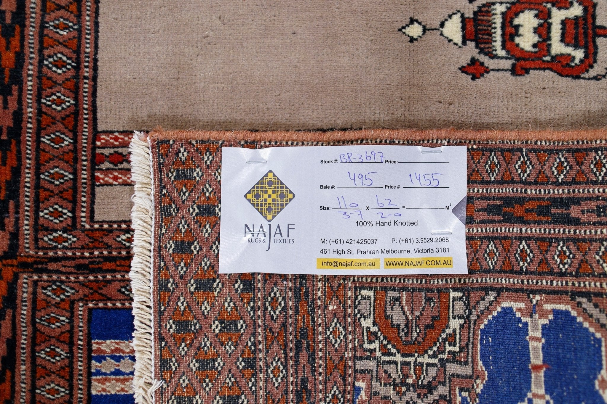 Handmade Vintage Turkish Kayseri Rug | 110 x 62 cm | 3'7" x 2' - Najaf Rugs & Textile