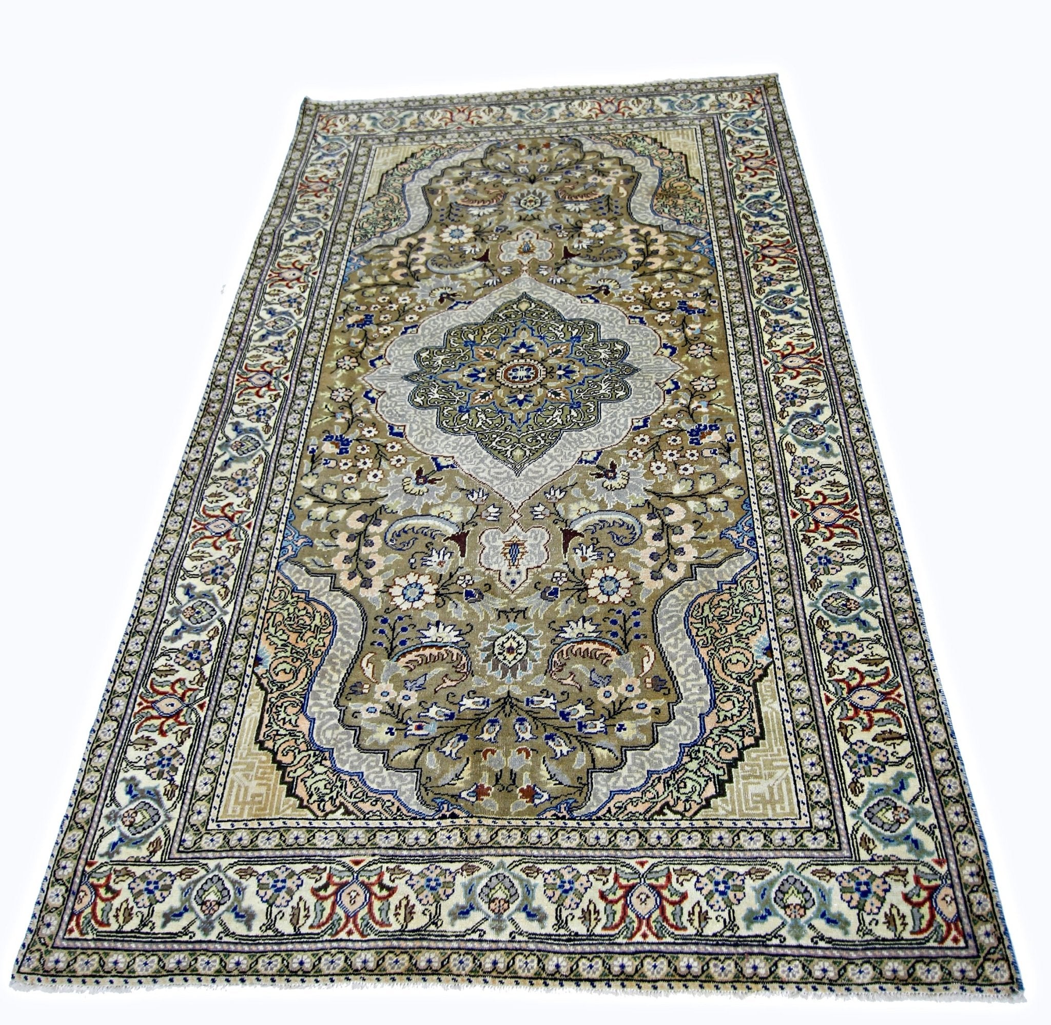 Handmade Vintage Turkish Kayseri Rug | 219 x 146 cm | 7'2" x 4'9" - Najaf Rugs & Textile