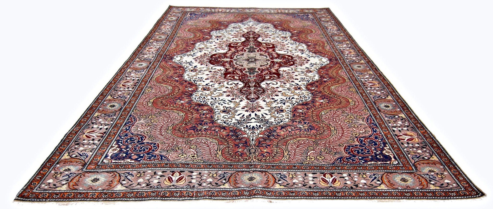 Handmade Vintage Turkish Kayseri Rug | 297 x 194 cm | 9'9" x 6'5" - Najaf Rugs & Textile