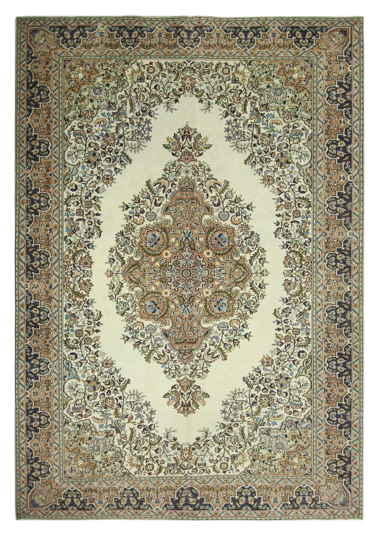 Handmade Vintage Turkish Kayseri Rug | 315 x 213 cm | 10'4" x 7' - Najaf Rugs & Textile