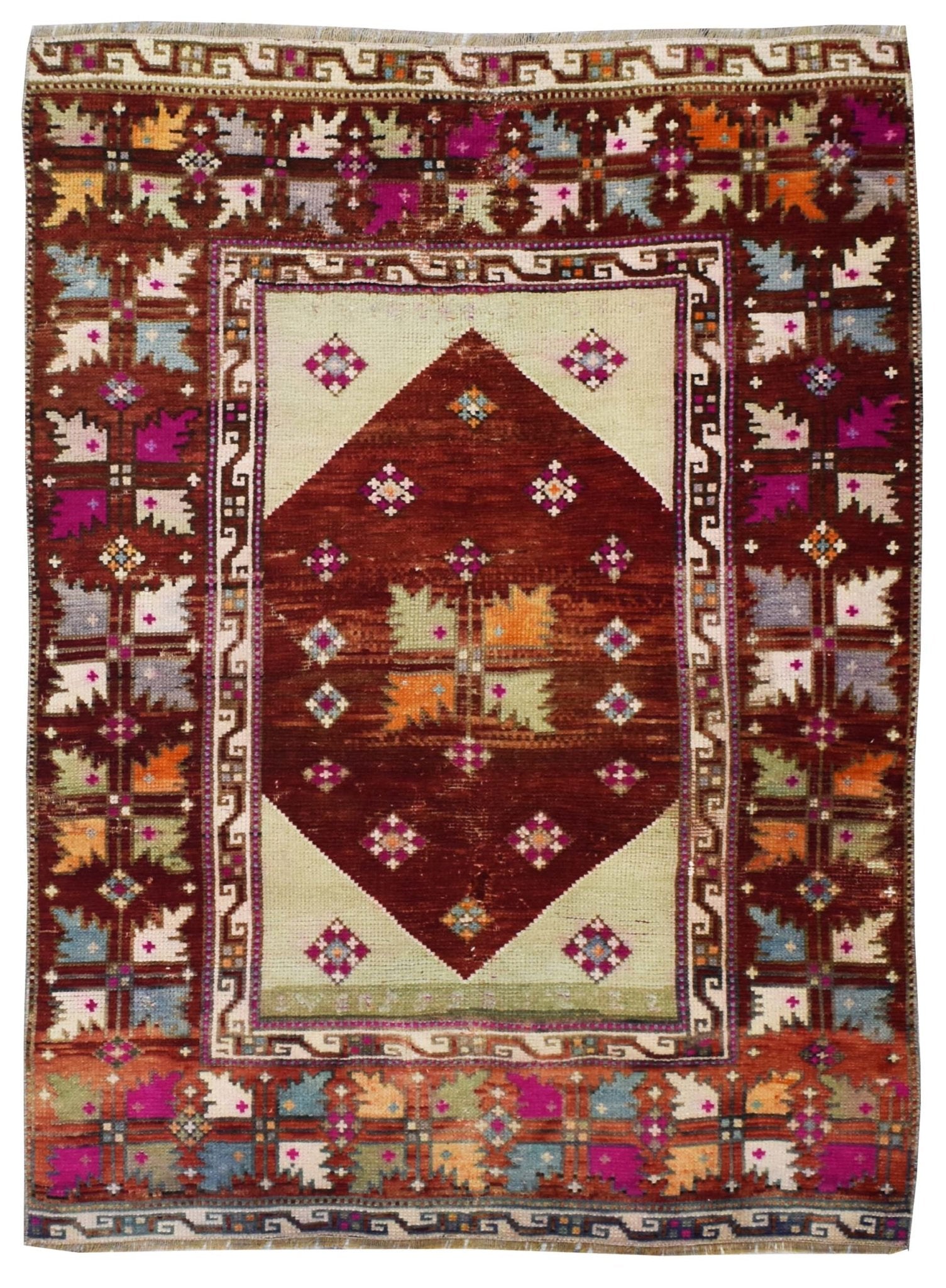 Handmade Vintage Turkish Kula Rug | 185 x 124 cm | 6' x 4' - Najaf Rugs & Textile