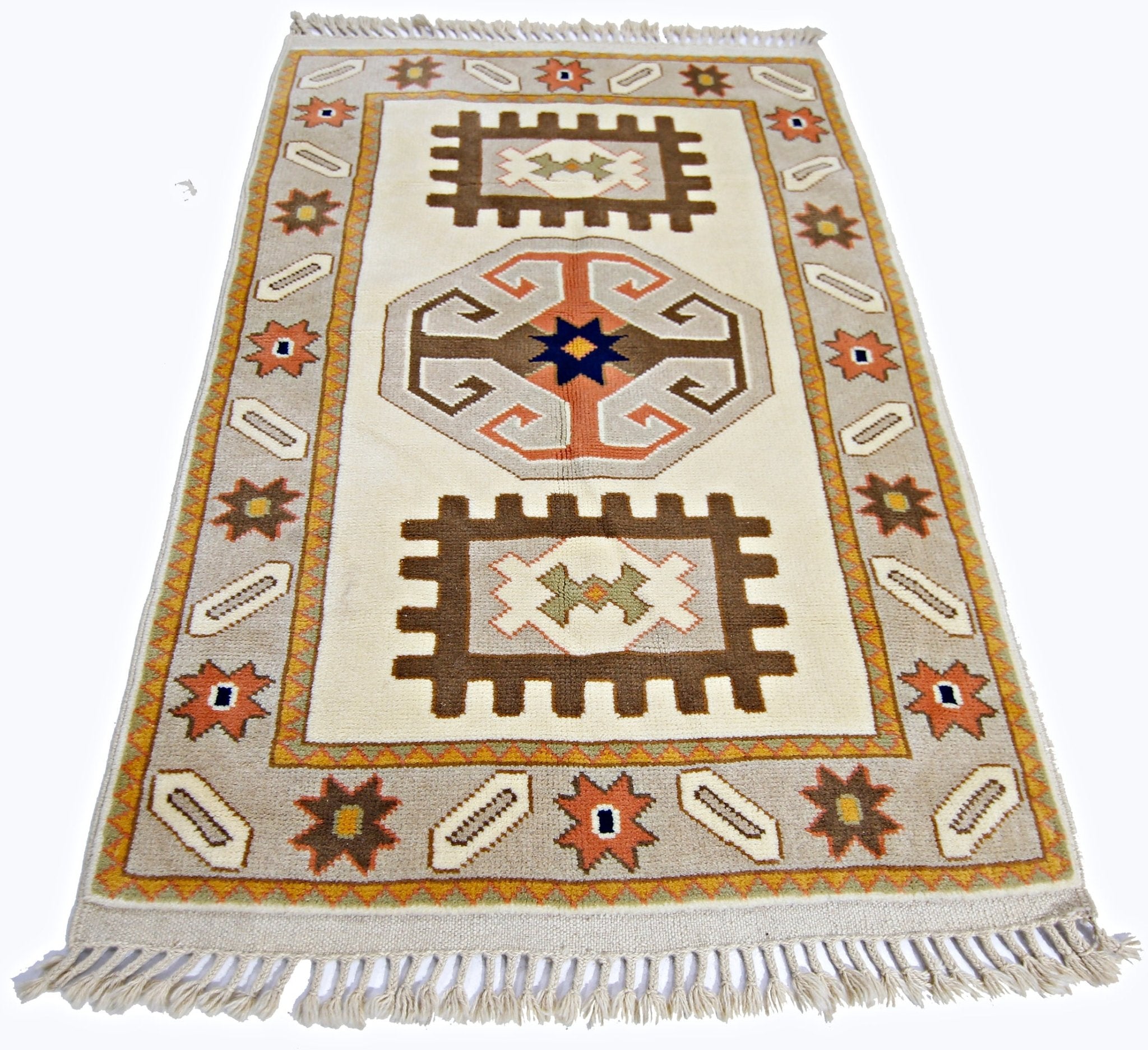 Handmade Vintage Turkish Rug | 139 x 95 cm | 4'7" x 3'1" - Najaf Rugs & Textile