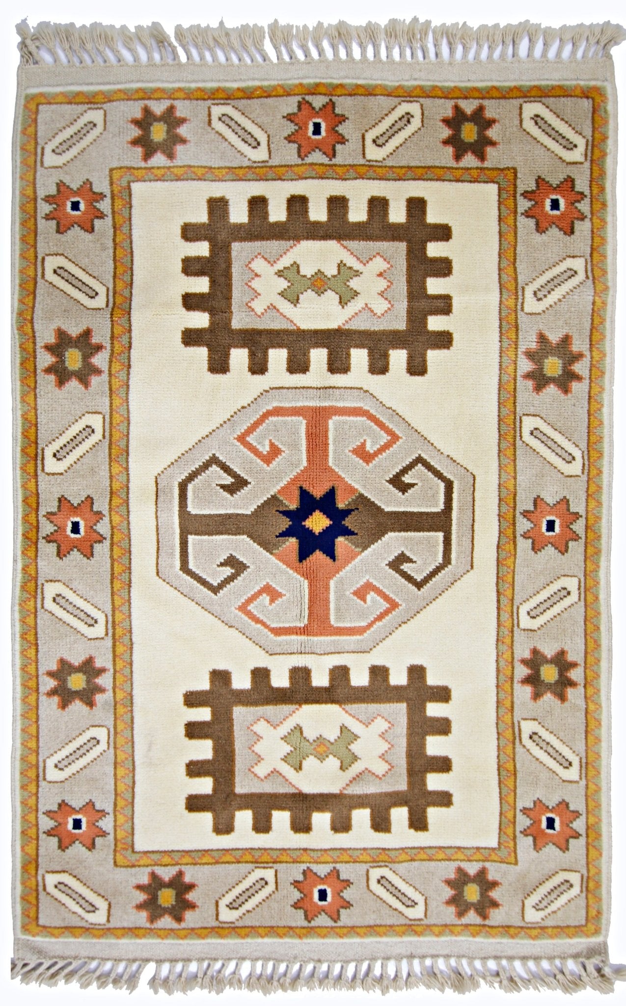 Handmade Vintage Turkish Rug | 139 x 95 cm | 4'7" x 3'1" - Najaf Rugs & Textile