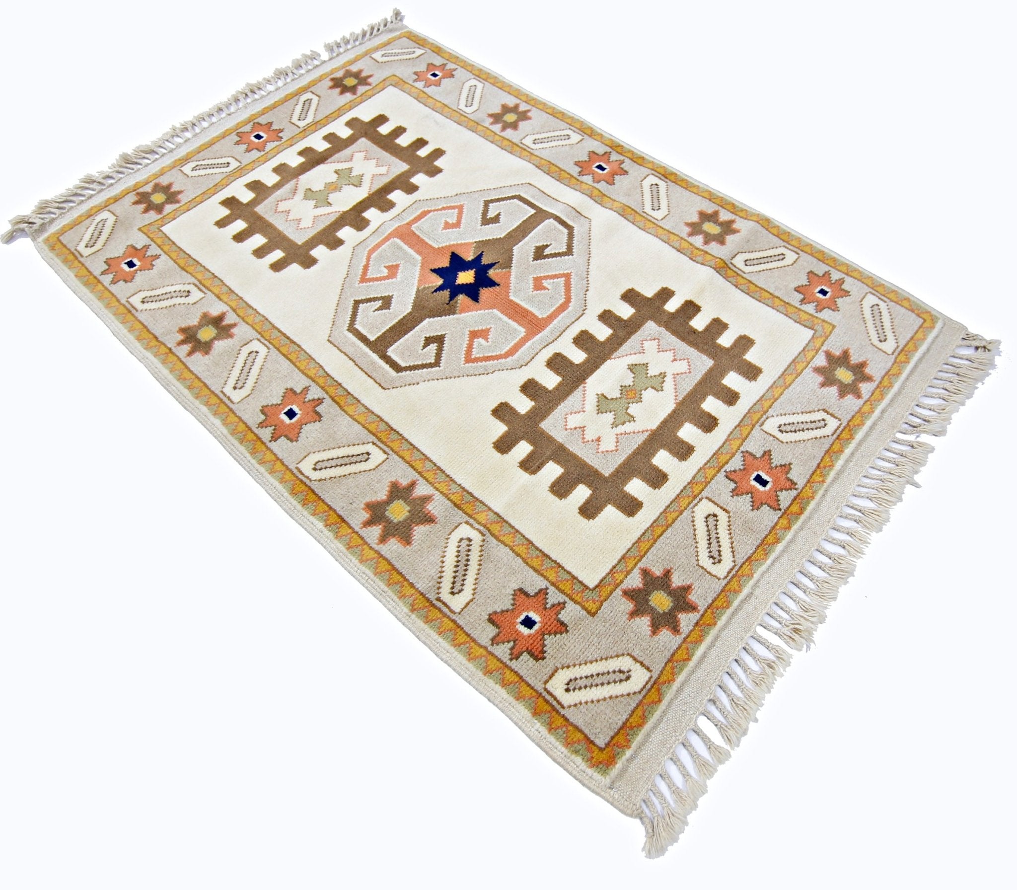 Handmade Vintage Turkish Rug | 139 x 95 cm | 4'7" x 3'1" - Najaf Rugs & Textile