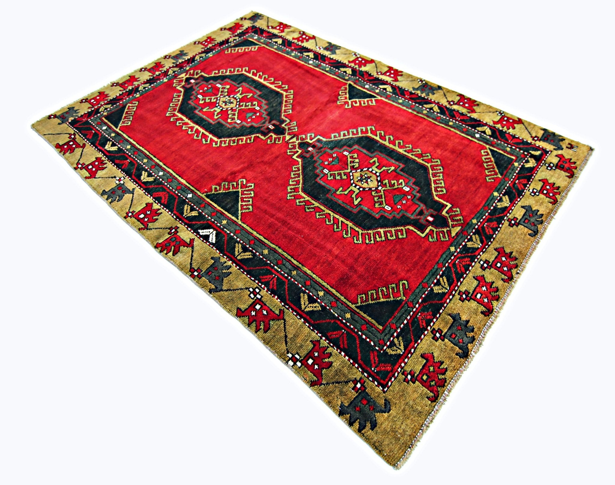 Handmade Vintage Turkish Rug | 166 x 118 cm | 5'6" x 3'10" - Najaf Rugs & Textile