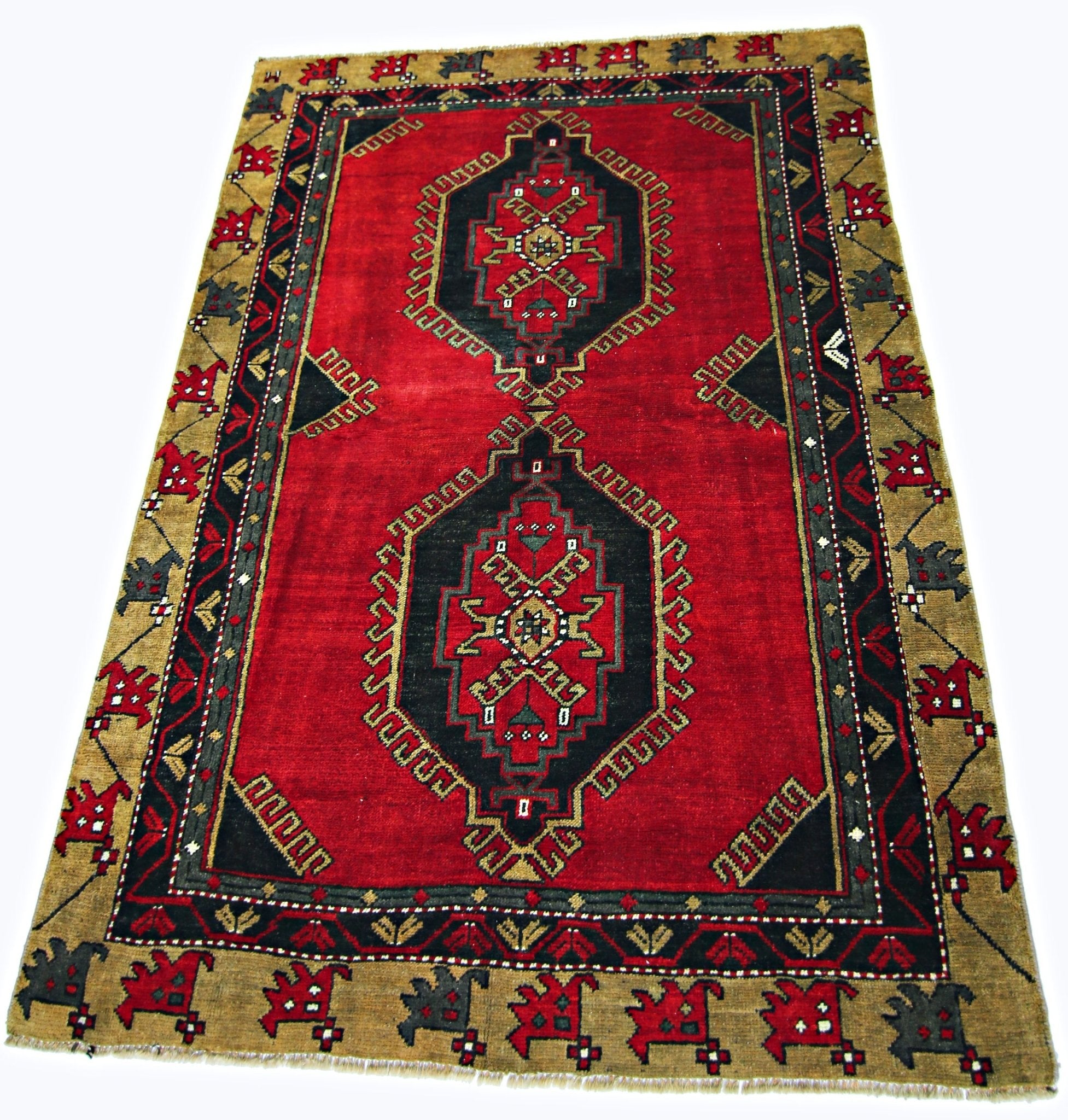 Handmade Vintage Turkish Rug | 166 x 118 cm | 5'6" x 3'10" - Najaf Rugs & Textile