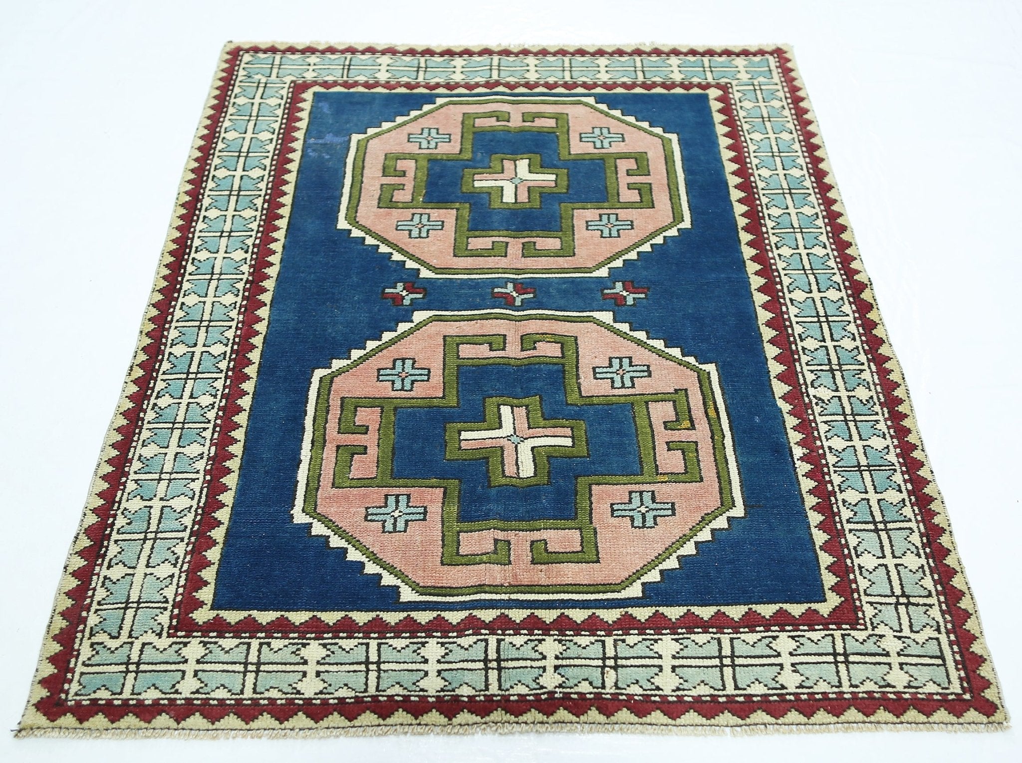 Handmade Vintage Turkish Rug | 170 x 129 cm | 5'7" x 4'3" - Najaf Rugs & Textile