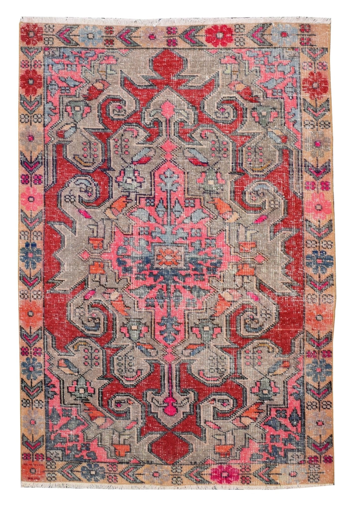 Handmade Vintage Turkish Rug | 187 x 126 cm | 6'1" x 4'1" - Najaf Rugs & Textile
