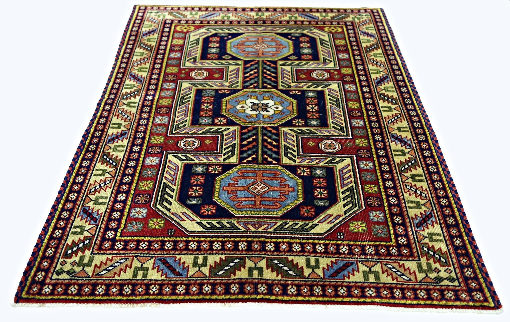 Handmade Vintage Turkish Rug | 197 x 144 cm | 6'6" x 4'8" - Najaf Rugs & Textile