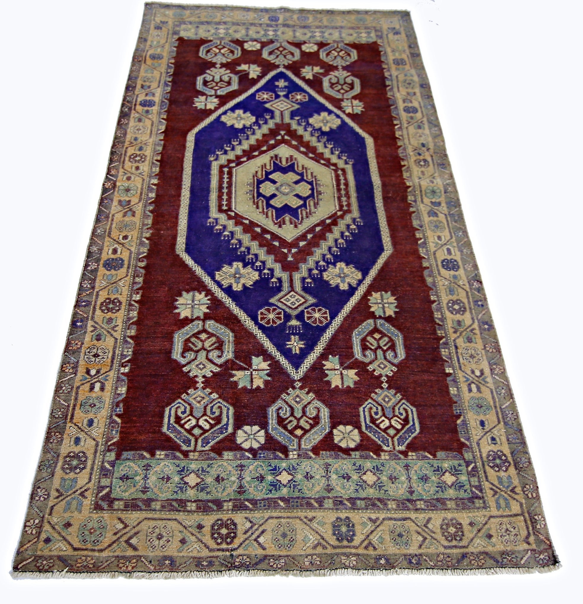 Handmade Vintage Turkish Rug | 202 x 107 cm | 6'8" x 3'6" - Najaf Rugs & Textile