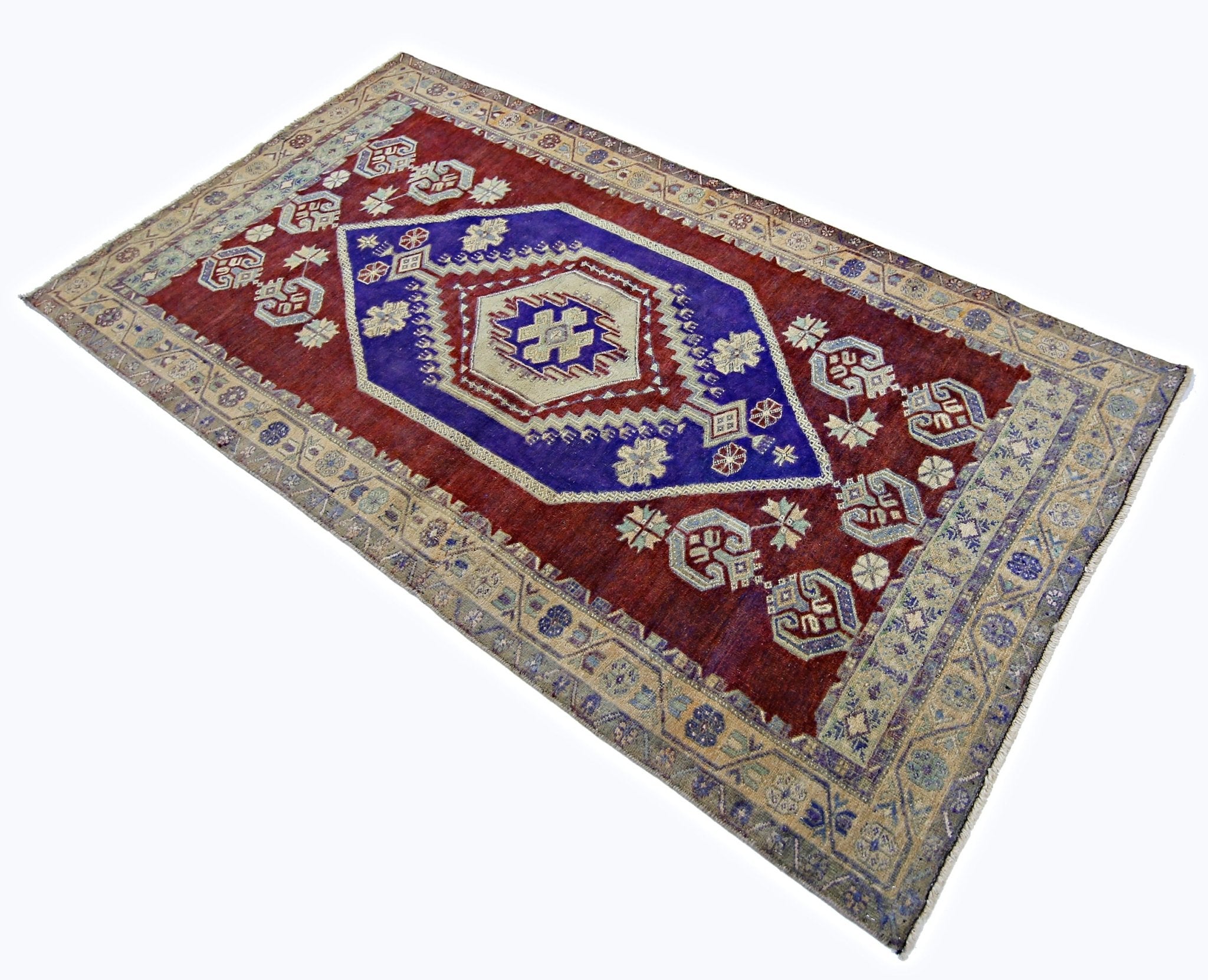Handmade Vintage Turkish Rug | 202 x 107 cm | 6'8" x 3'6" - Najaf Rugs & Textile