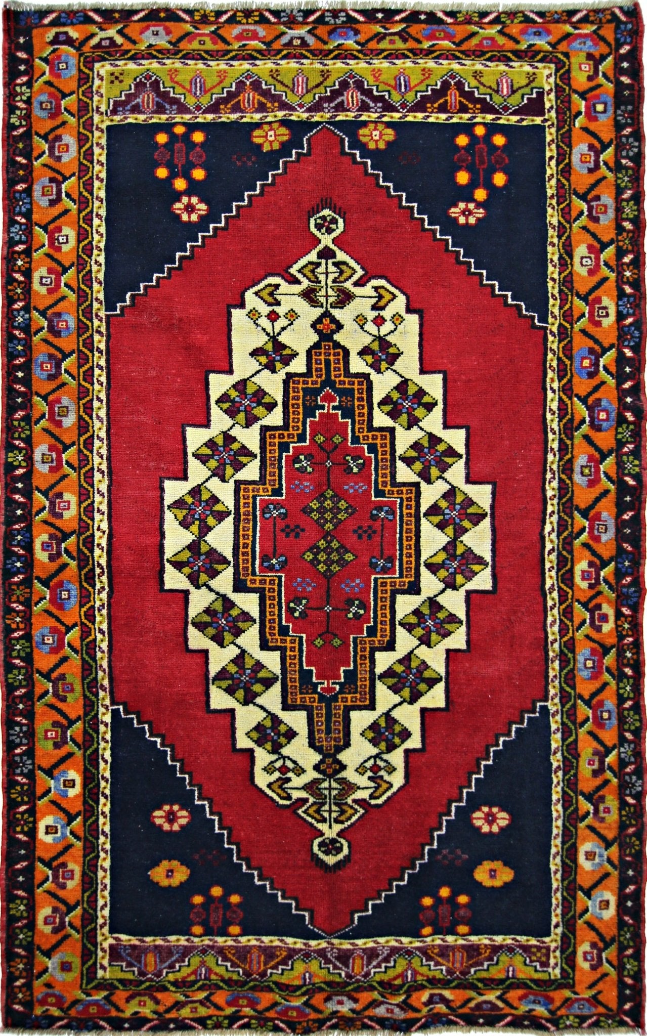 Handmade Vintage Turkish Rug | 214 x 131 cm | 7'1" x 4'4" - Najaf Rugs & Textile