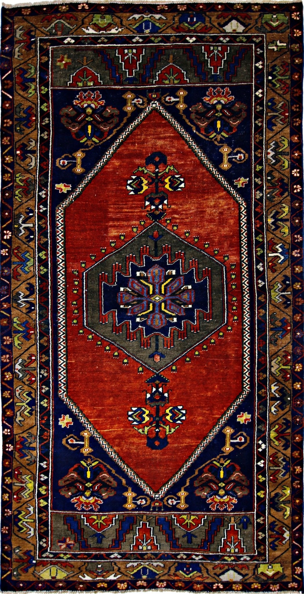 Handmade Vintage Turkish Rug | 218 x 108 cm | 7'2" x 3'6" - Najaf Rugs & Textile