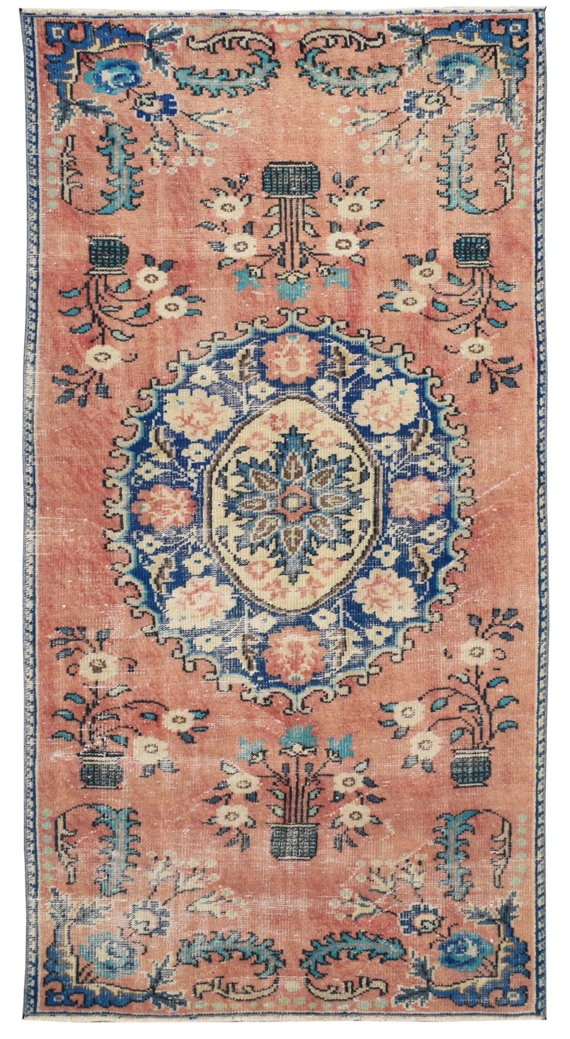 Handmade Vintage Turkish Rug | 222 x 128 cm | 7'3" x 4'2" - Najaf Rugs & Textile