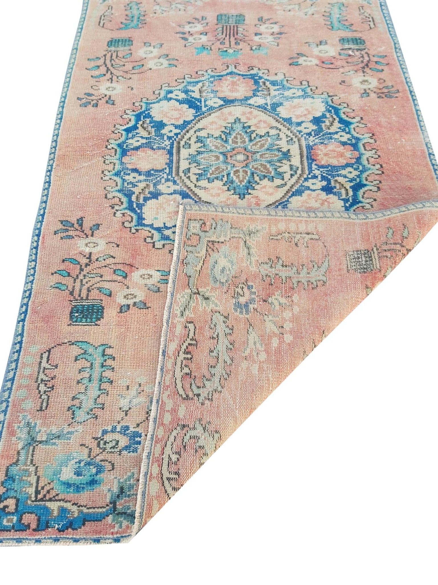 Handmade Vintage Turkish Rug | 222 x 128 cm | 7'3" x 4'2" - Najaf Rugs & Textile