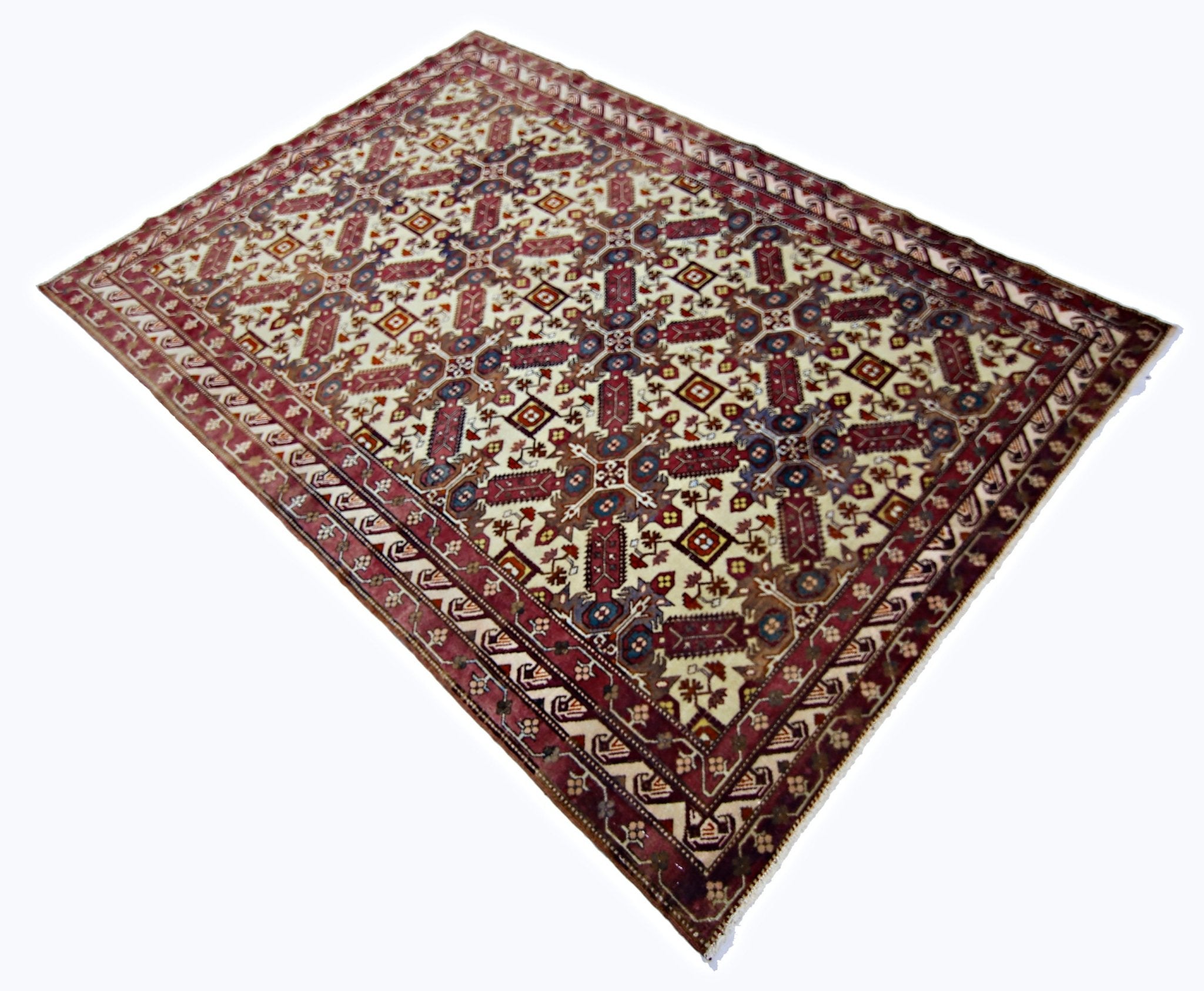 Handmade Vintage Turkish Rug | 225 x 158 cm | 7'5" x 5'2" - Najaf Rugs & Textile