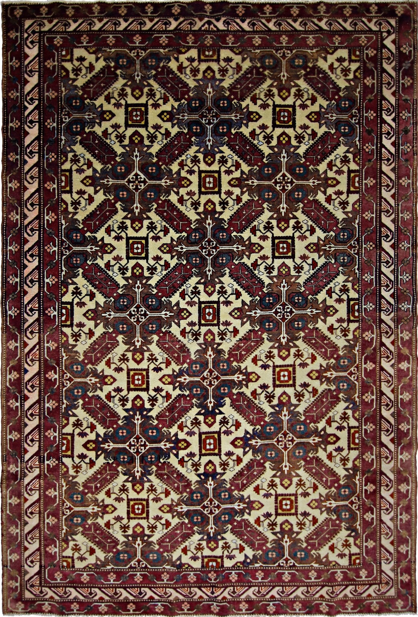 Handmade Vintage Turkish Rug | 225 x 158 cm | 7'5" x 5'2" - Najaf Rugs & Textile