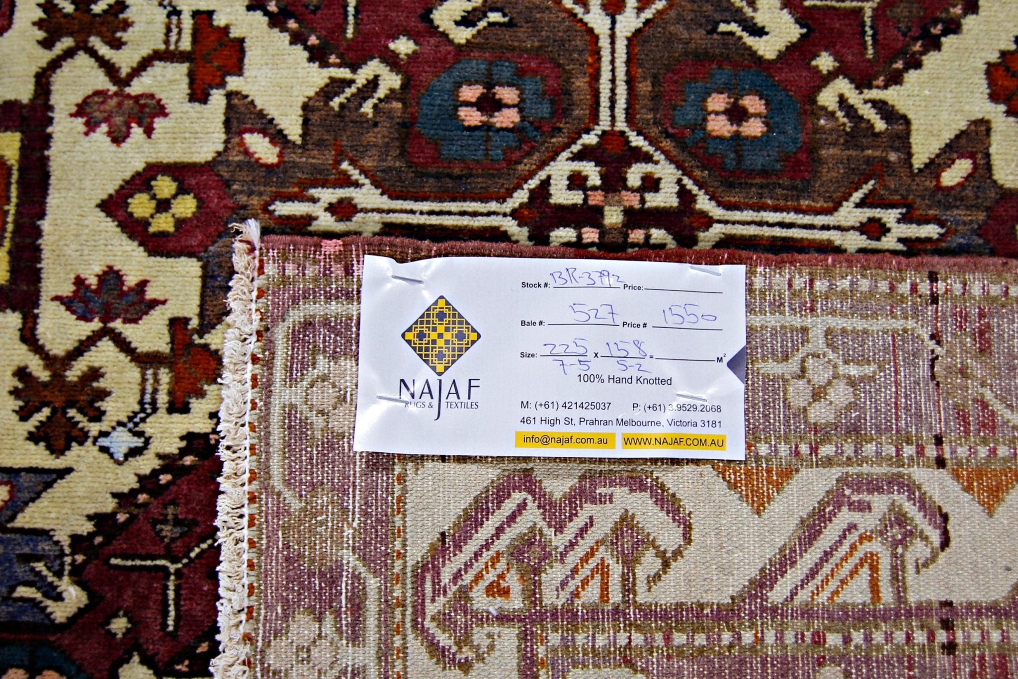 Handmade Vintage Turkish Rug | 225 x 158 cm | 7'5" x 5'2" - Najaf Rugs & Textile