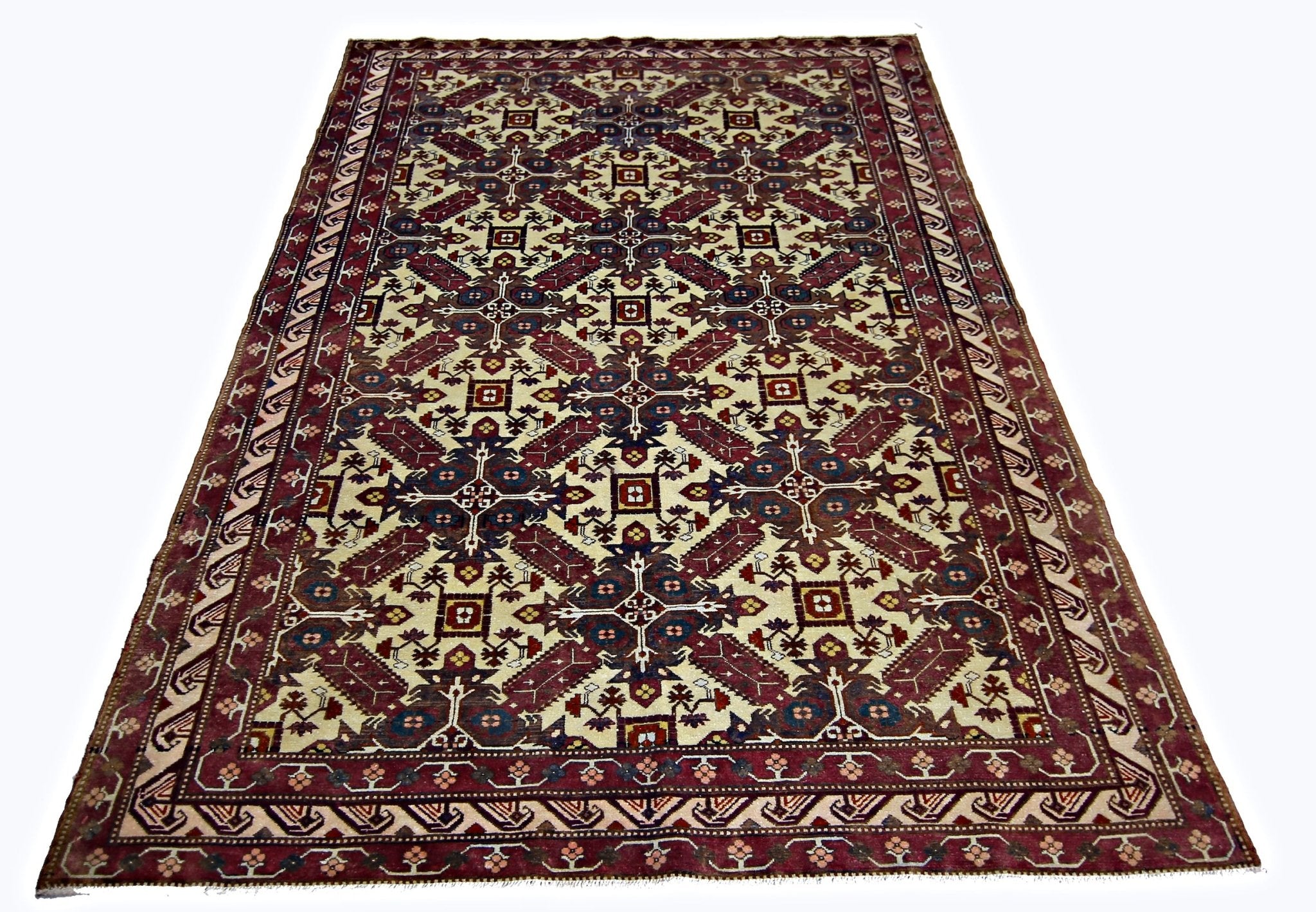 Handmade Vintage Turkish Rug | 225 x 158 cm | 7'5" x 5'2" - Najaf Rugs & Textile