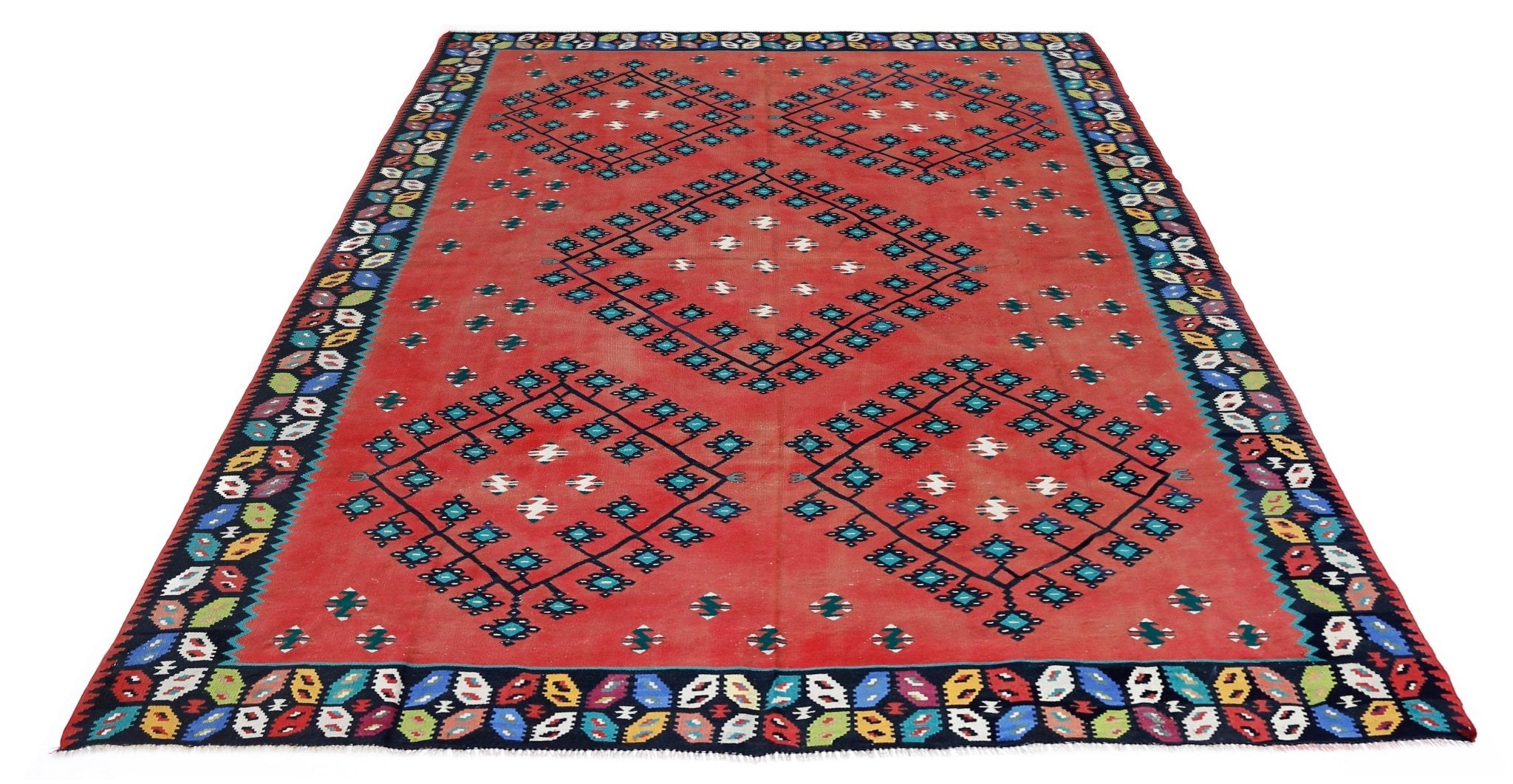 Handmade Vintage Turkish Sharkoy Kilim | 276 x 199 cm | 9'1" x 6'6" - Najaf Rugs & Textile
