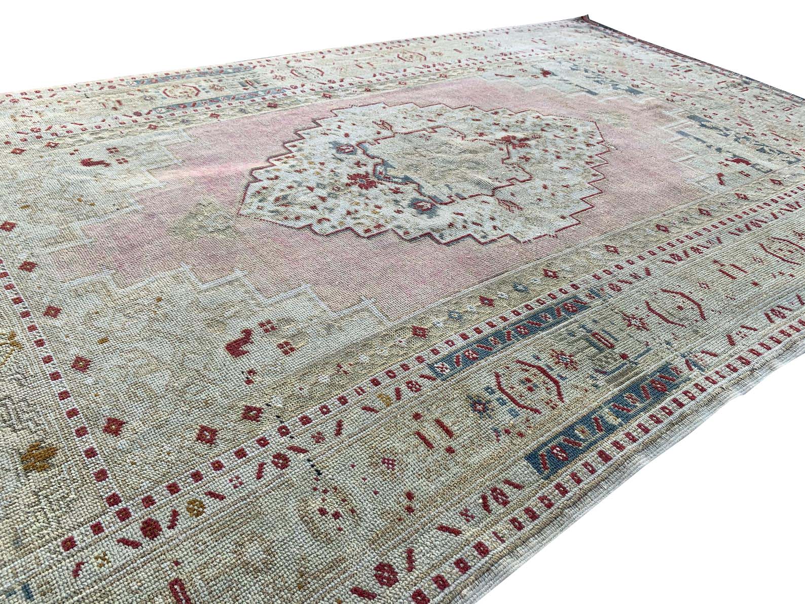 Handmade Vintage Turkish Taşpınar Rug | 224 x 128 cm | 7'4" x 4'2" - Najaf Rugs & Textile