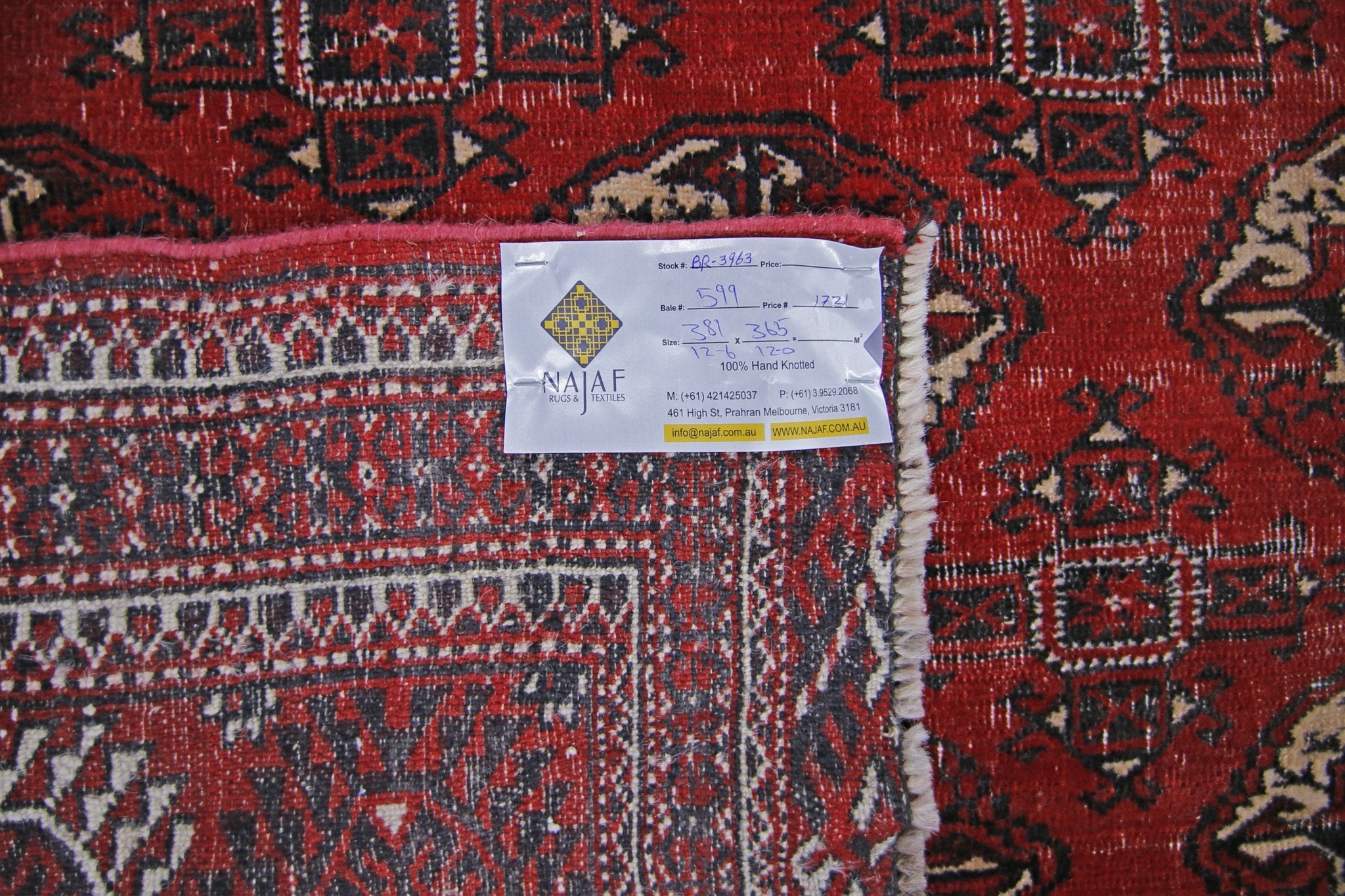 Handmade Vintage Turkmen Tekke Bokhara Rug | 381 x 365 cm | 12'6" x 12' - Najaf Rugs & Textile