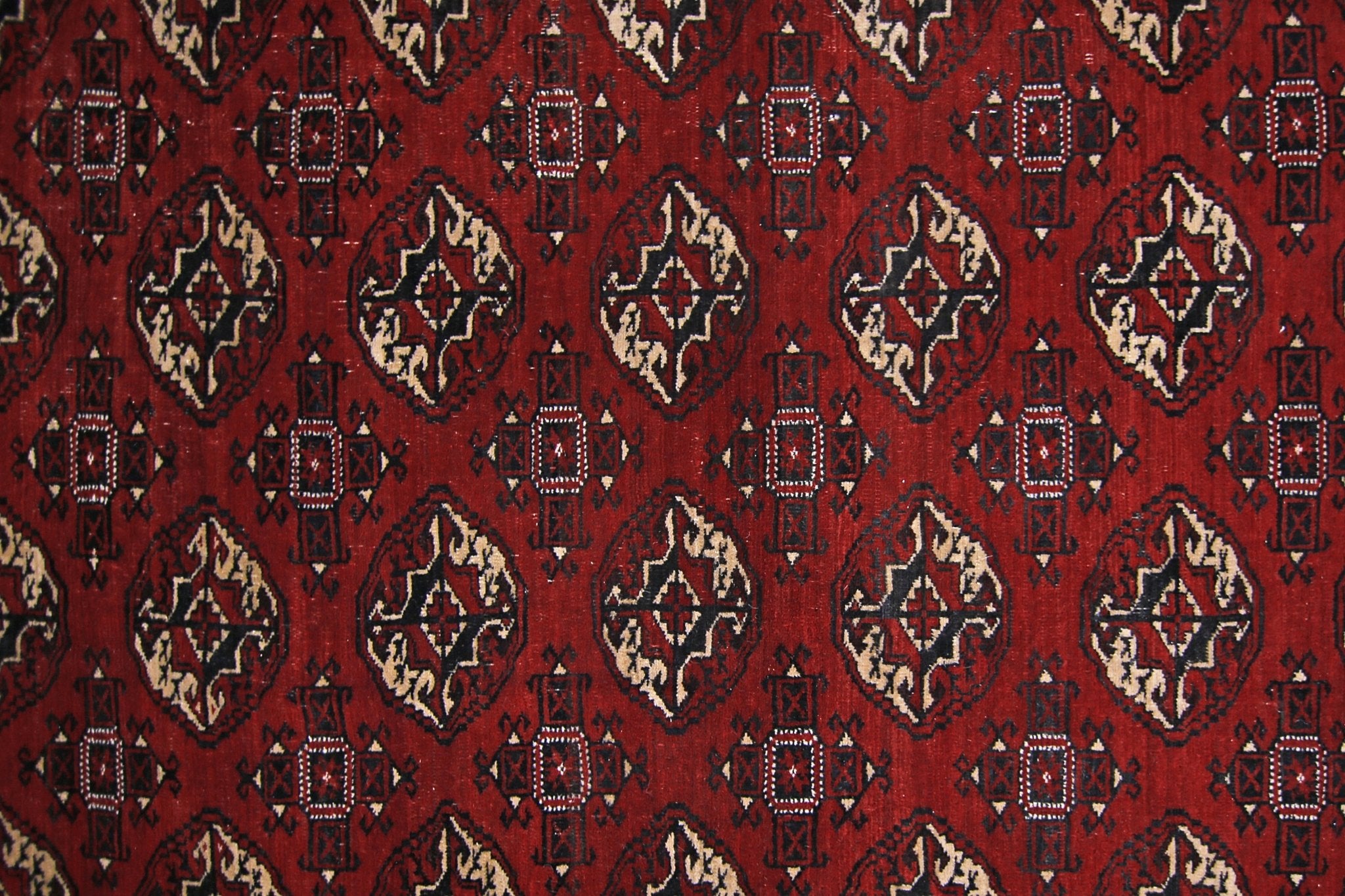 Handmade Vintage Turkmen Tekke Bokhara Rug | 381 x 365 cm | 12'6" x 12' - Najaf Rugs & Textile