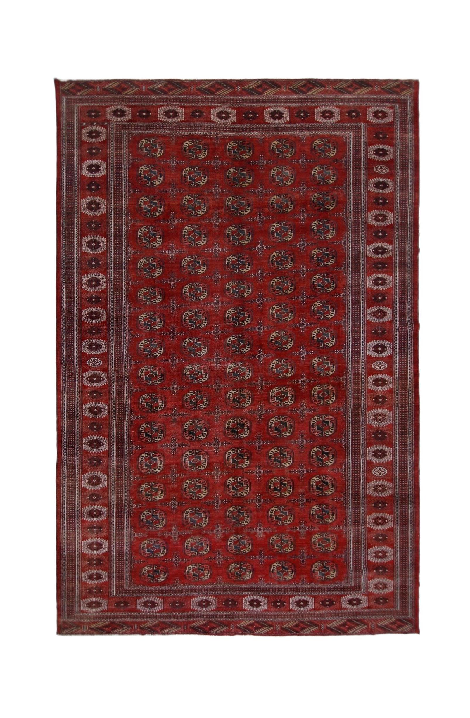 Handmade Vintage Turkmen Tekke Bokhara Rug | 412 x 268 cm | 13'6" x 8'9" - Najaf Rugs & Textile