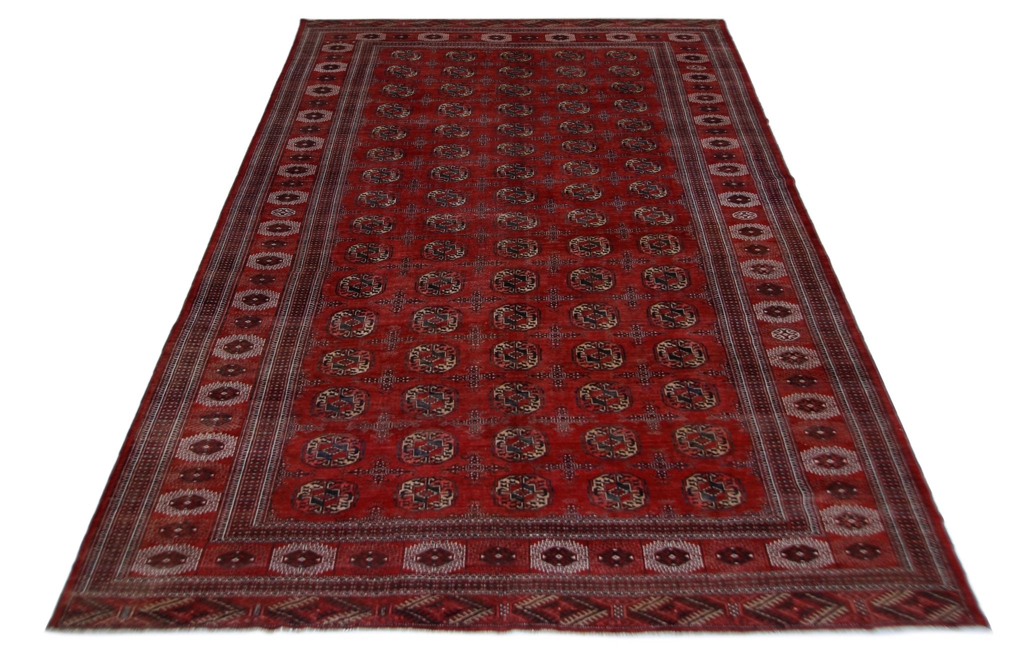 Handmade Vintage Turkmen Tekke Bokhara Rug | 412 x 268 cm | 13'6" x 8'9" - Najaf Rugs & Textile