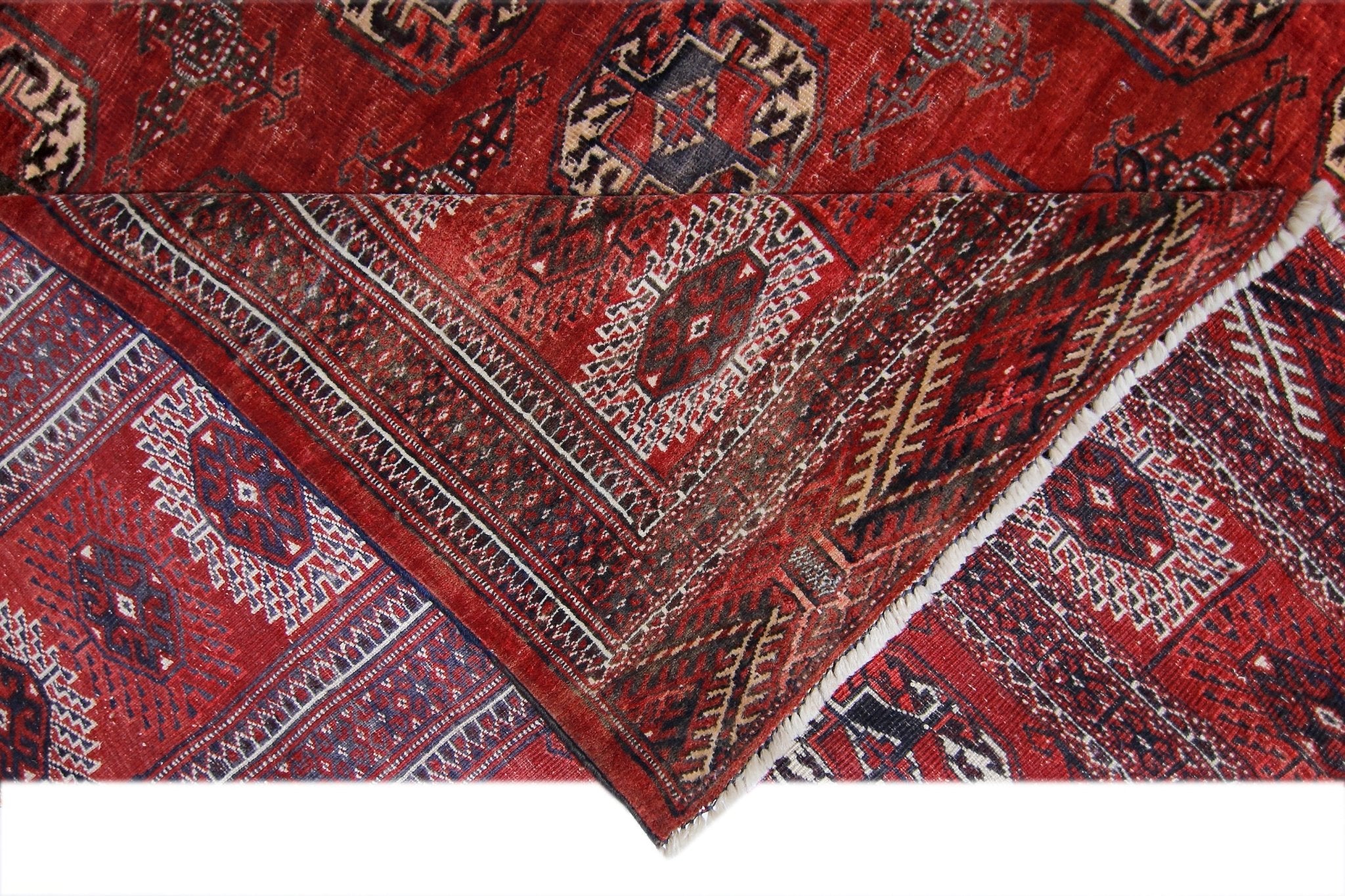 Handmade Vintage Turkmen Tekke Bokhara Rug | 412 x 268 cm | 13'6" x 8'9" - Najaf Rugs & Textile