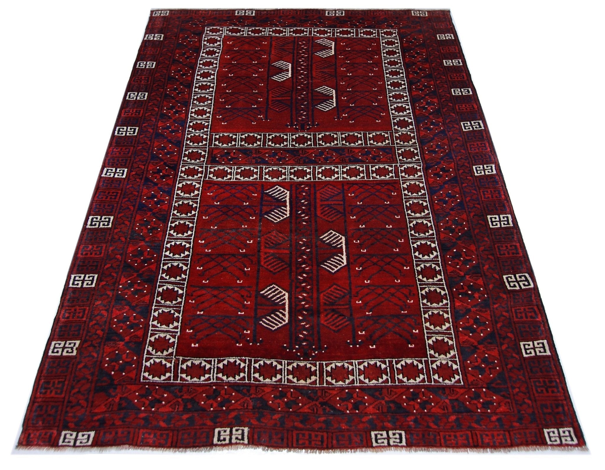 Handmade Vintage Turkmen Tekke Engsi Rug | 209 x 136 cm | 6'10" x 4'5" - Najaf Rugs & Textile
