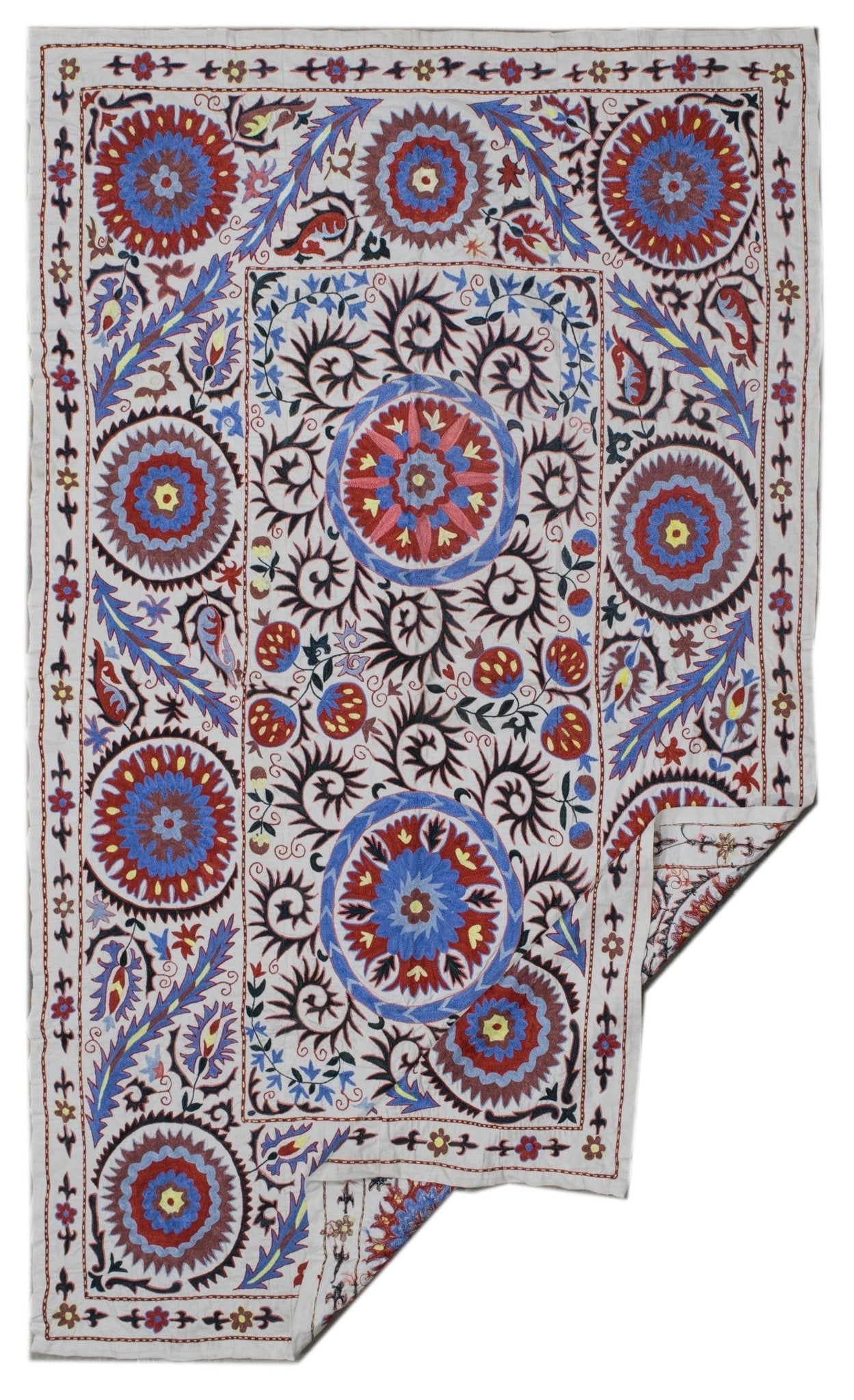 Handmade Viscose Silk Uzbek Suzani | 200 x 131 cm - Najaf Rugs & Textile