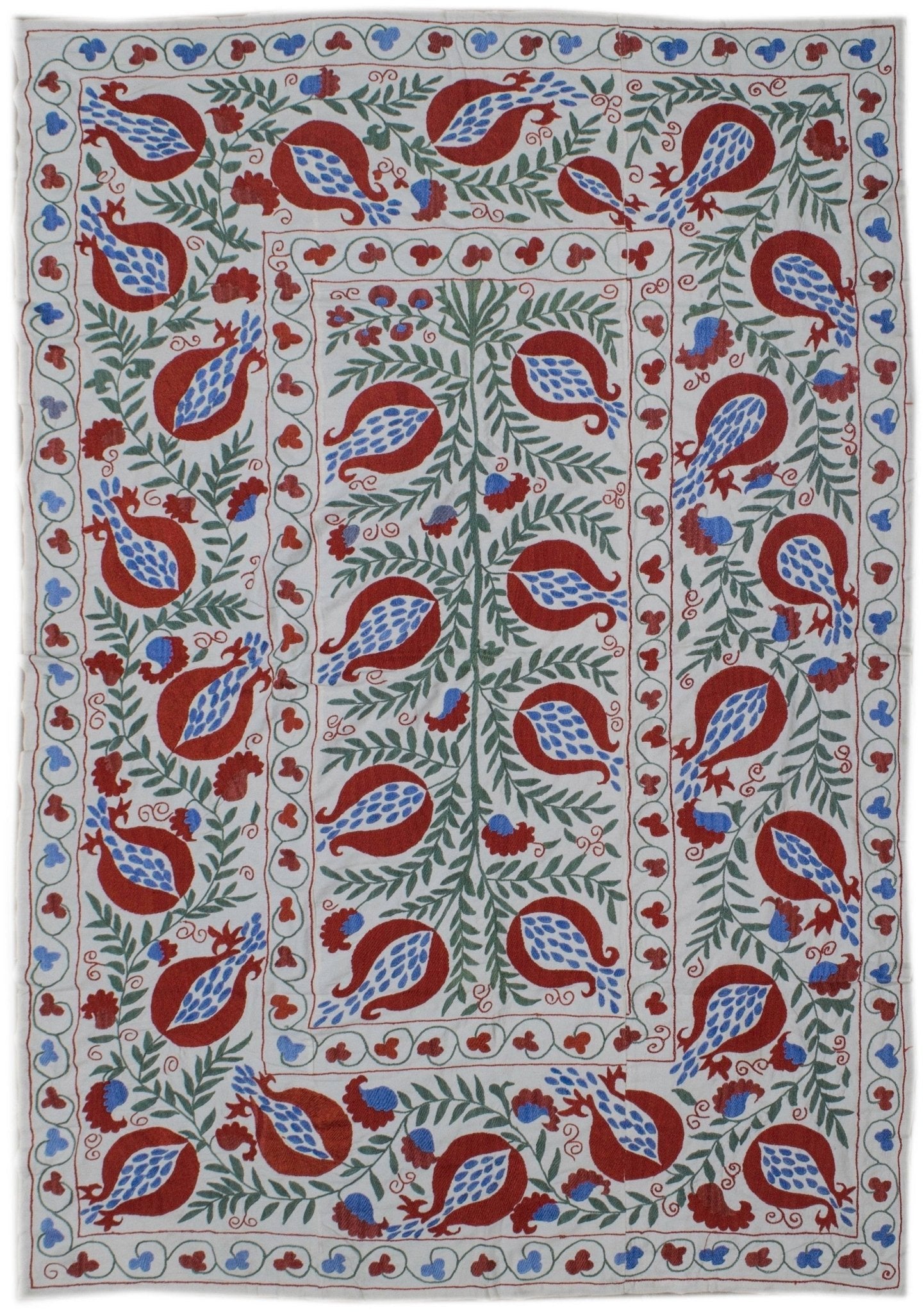 Handmade Viscose Silk Uzbek Suzani | 204 x 137 cm - Najaf Rugs & Textile