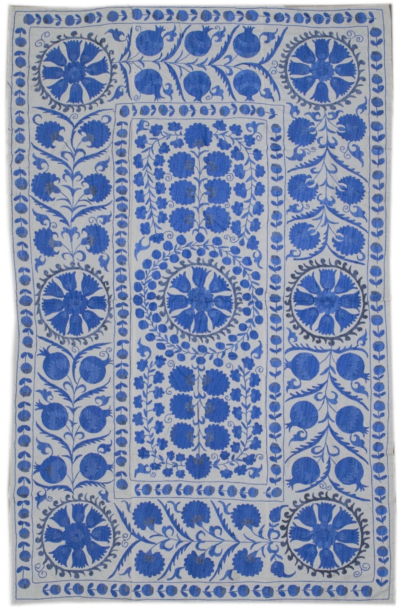 Handmade Viscose Silk Uzbek Suzani | 213 x 131 cm - Najaf Rugs & Textile