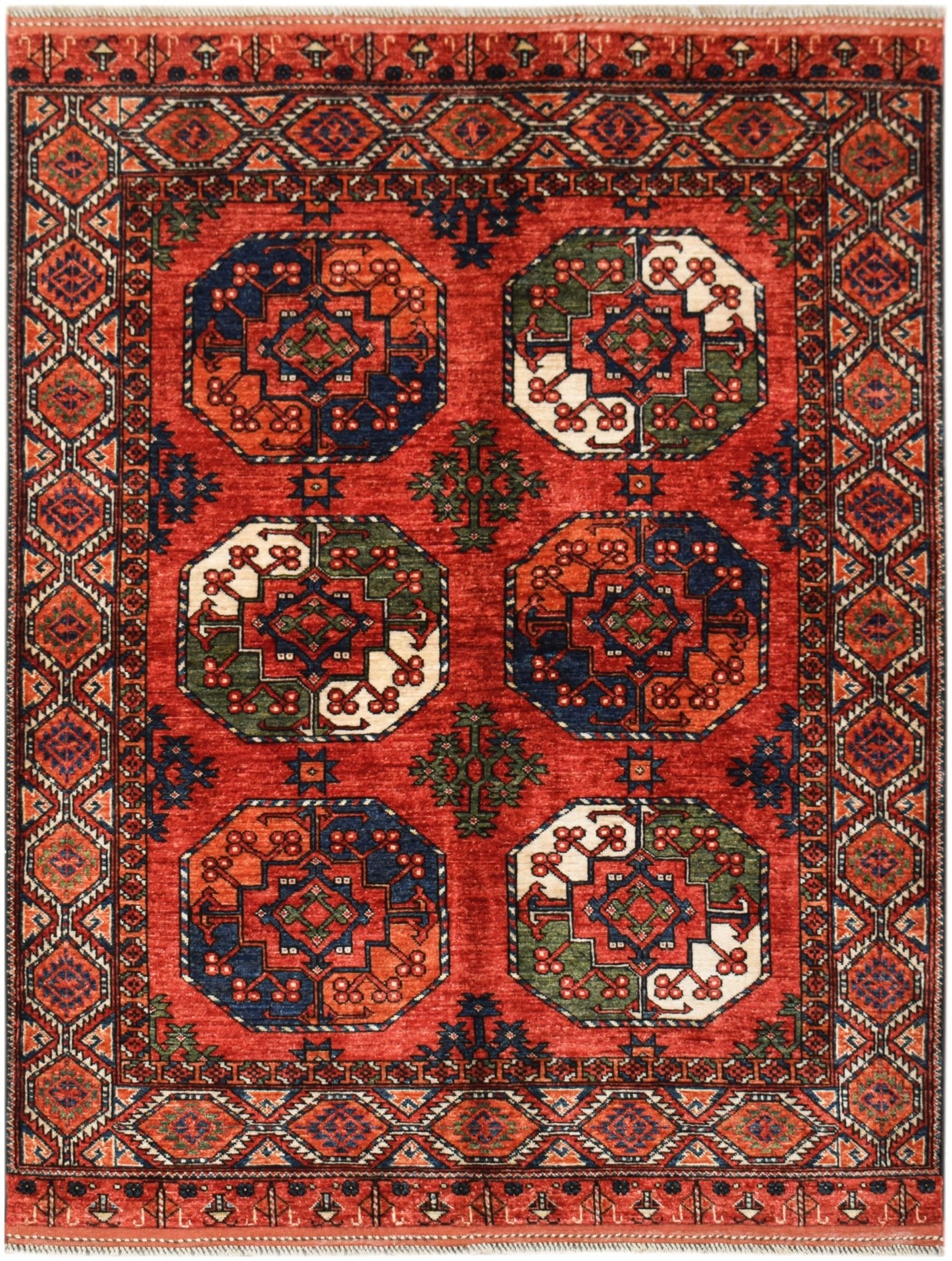 Handwoven Afghan Chobi Rug | 199 x 157 cm | 6'6" x 5'2" - Najaf Rugs & Textile