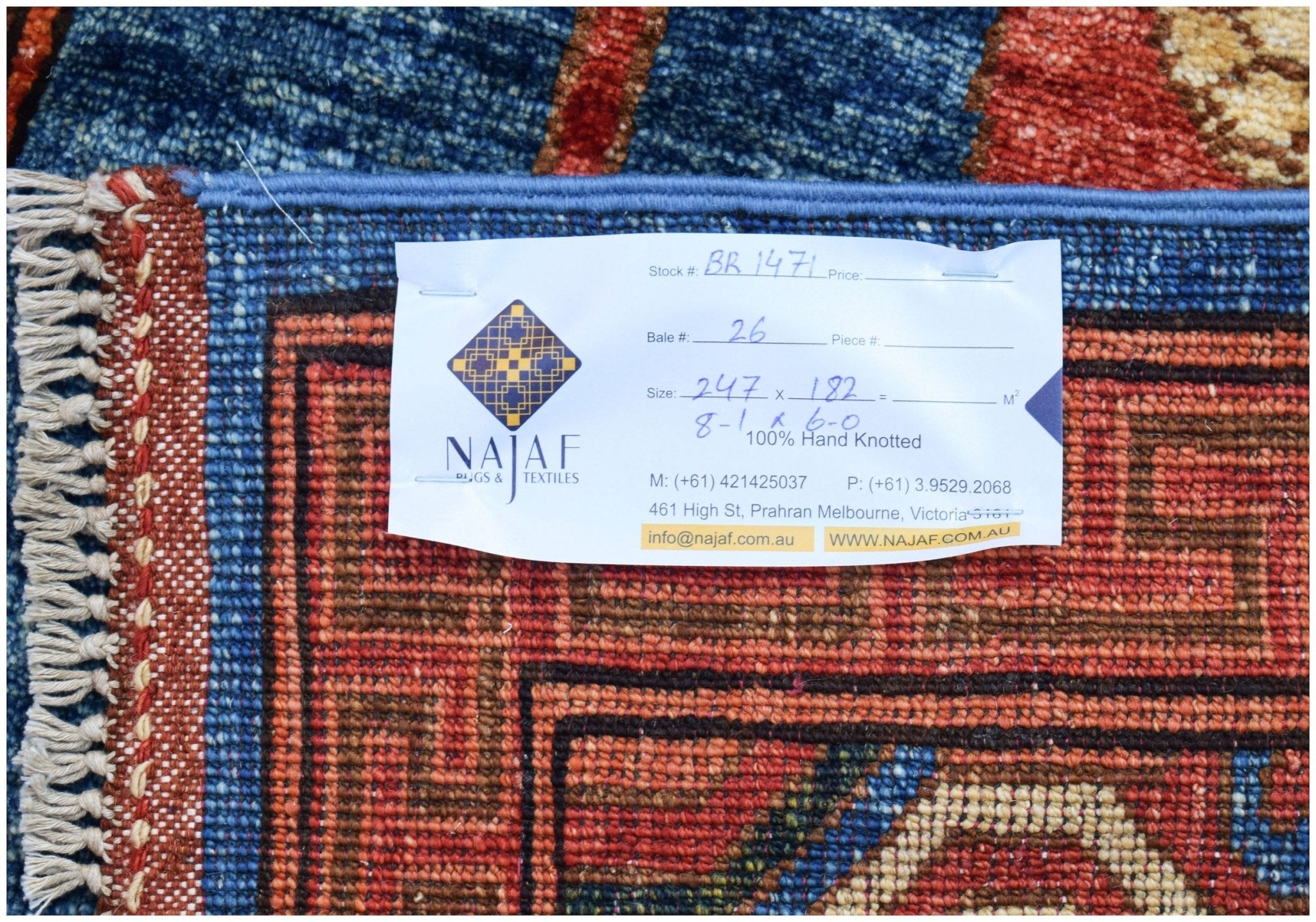 Handwoven Afghan Chobi Rug | 247 x 182 cm | 8'1" x 6' - Najaf Rugs & Textile