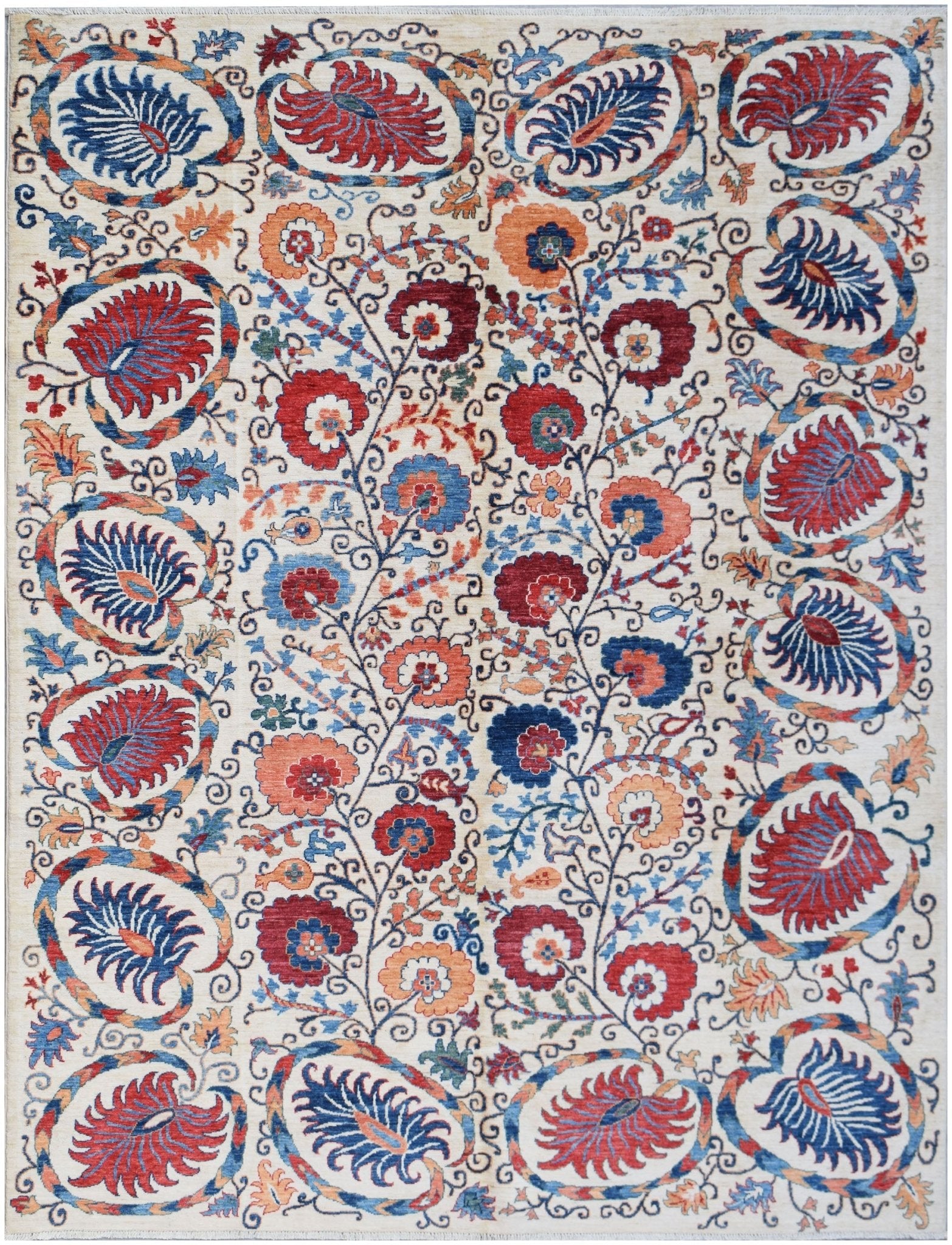 Handwoven Afghan Chobi Rug | 296 x 243 cm | 9'9" x 7'11" - Najaf Rugs & Textile