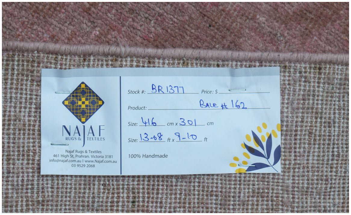 Handwoven Afghan Overdyed Chobi Rug | 416 x 301 cm | 13'8" x 9'10" - Najaf Rugs & Textile