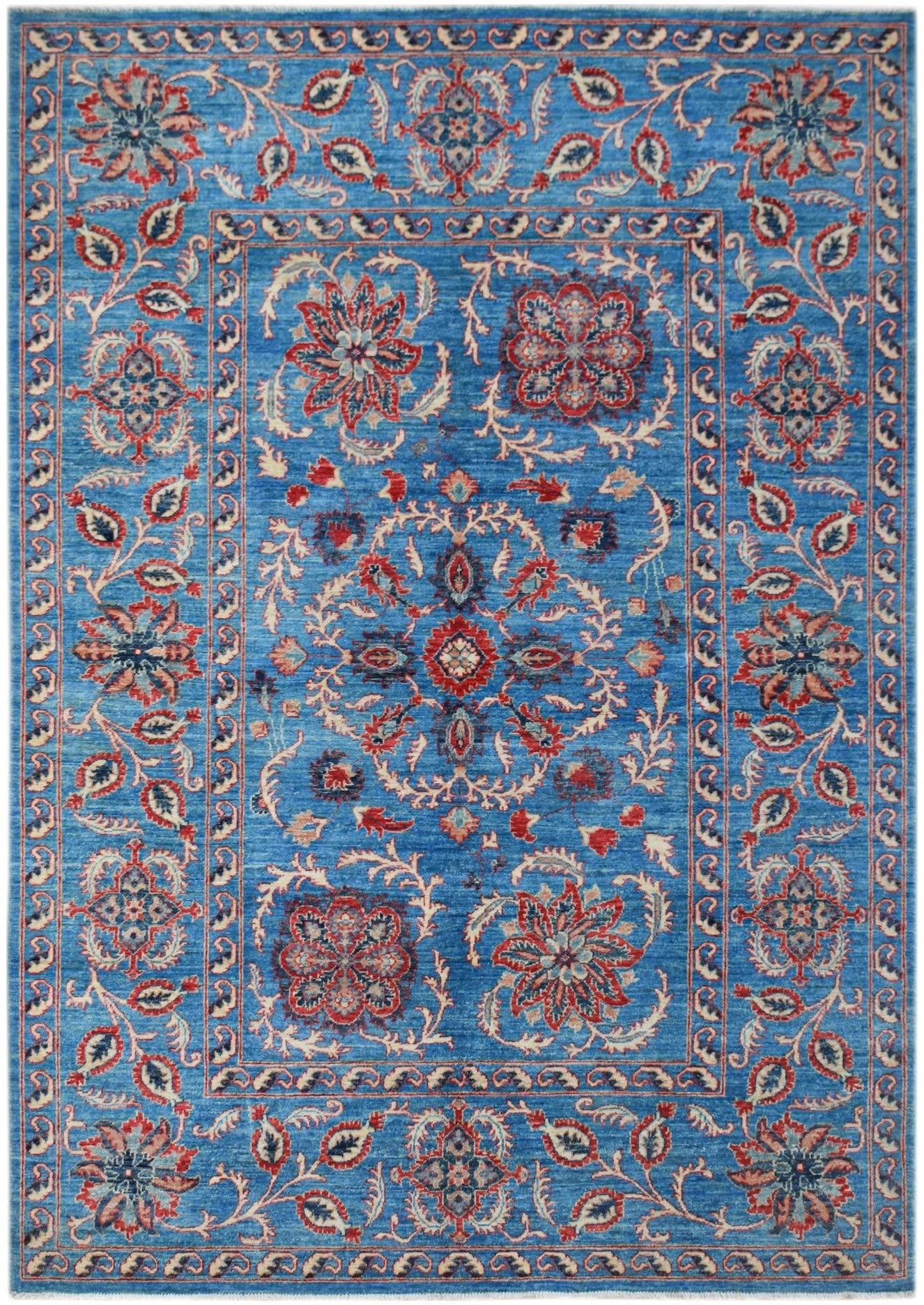 Handwoven Afghan Suzani Chobi Rug | 244 x 175 cm | 8' x 5'9" - Najaf Rugs & Textile