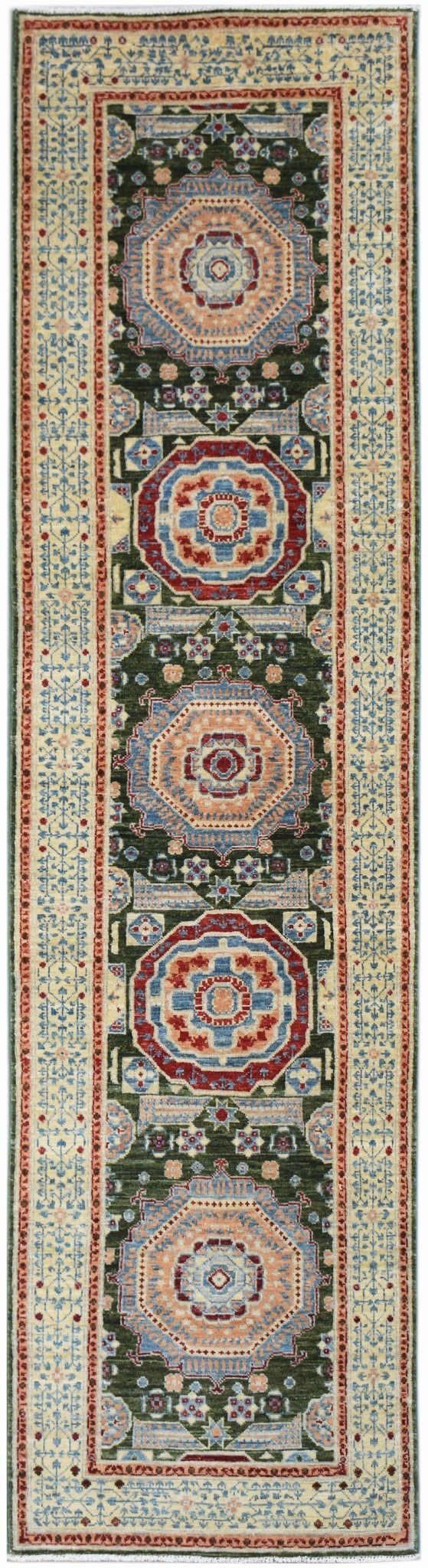Handwoven Mamluk Chobi Hallway Runner | 318 x 82 cm | 10'6" x 2'9" - Najaf Rugs & Textile