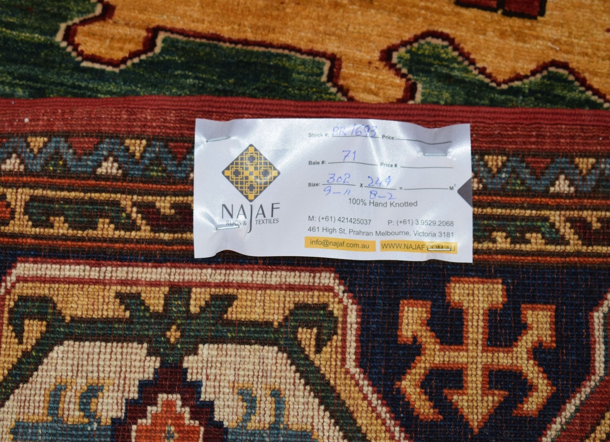 Handwoven Traditional Afghan Chobi Rug | 302 x 249 cm | 9'11" x 8'2" - Najaf Rugs & Textile