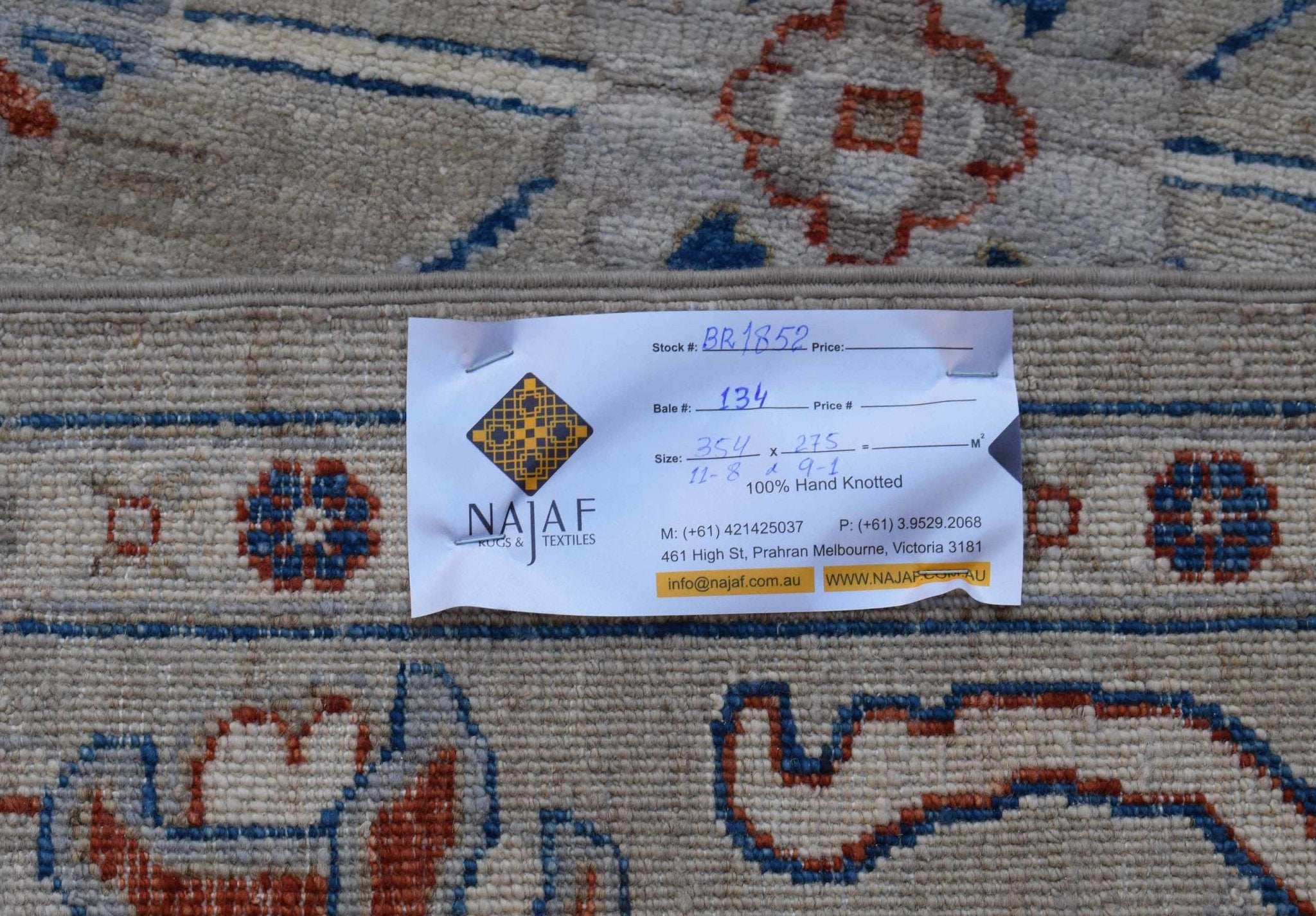 Handwoven Traditional Afghan Chobi Rug | 354 x 275 cm | 11'8" x 9'1" - Najaf Rugs & Textile